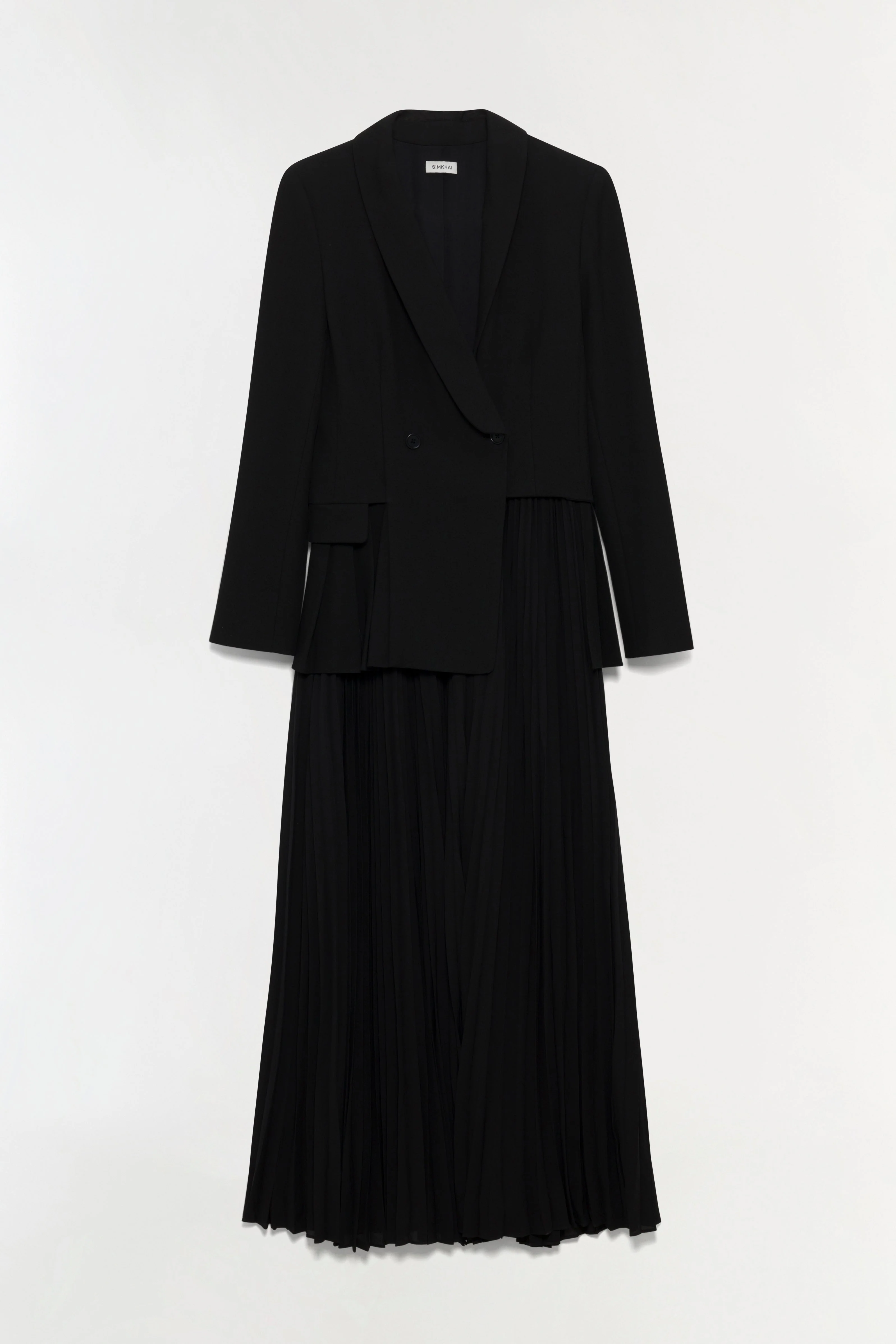 Womens | Alexandra Pleated Blazer Midi Dress | Black