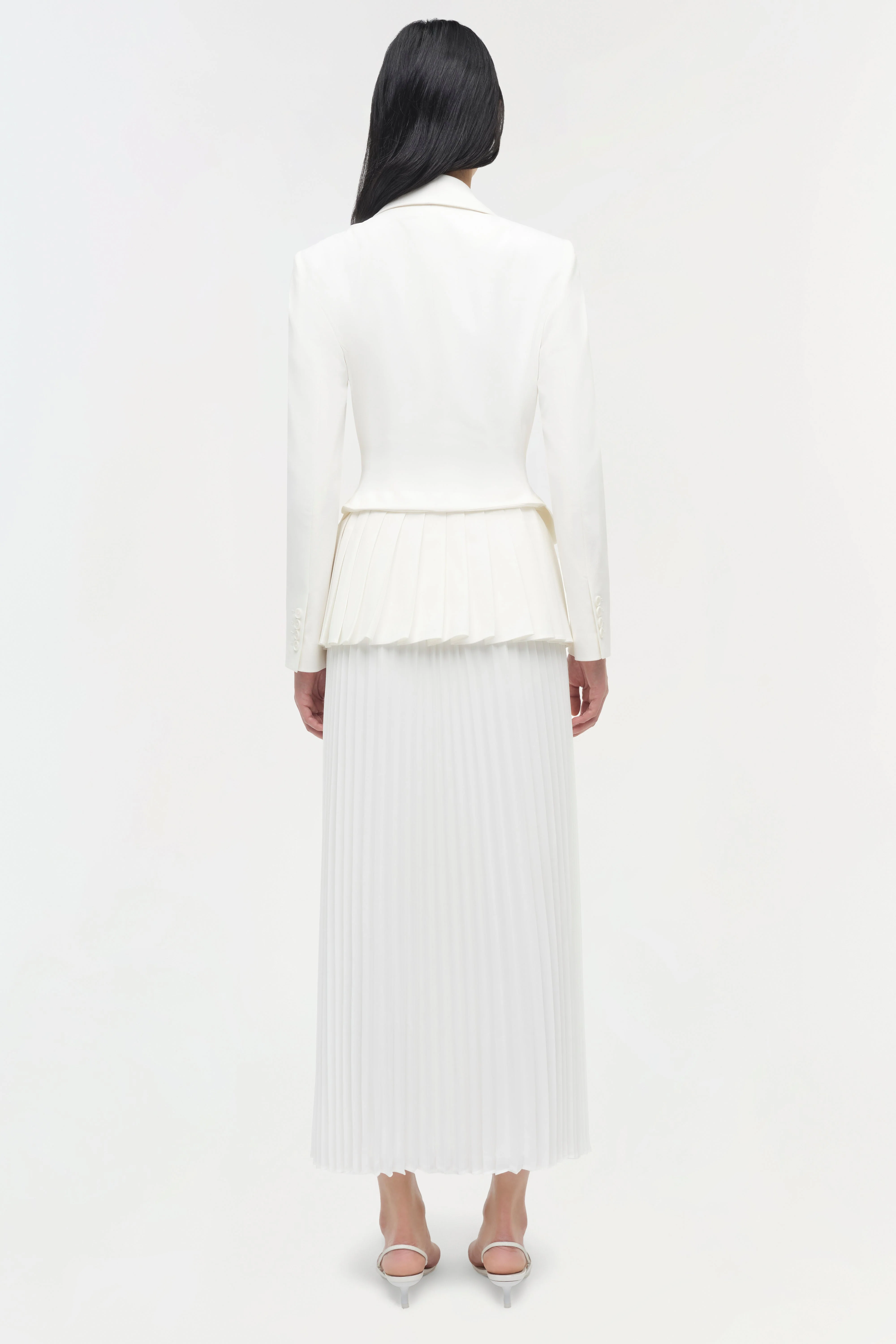 Womens | Alexandra Pleated Blazer Midi Dress | Cream - Image 5