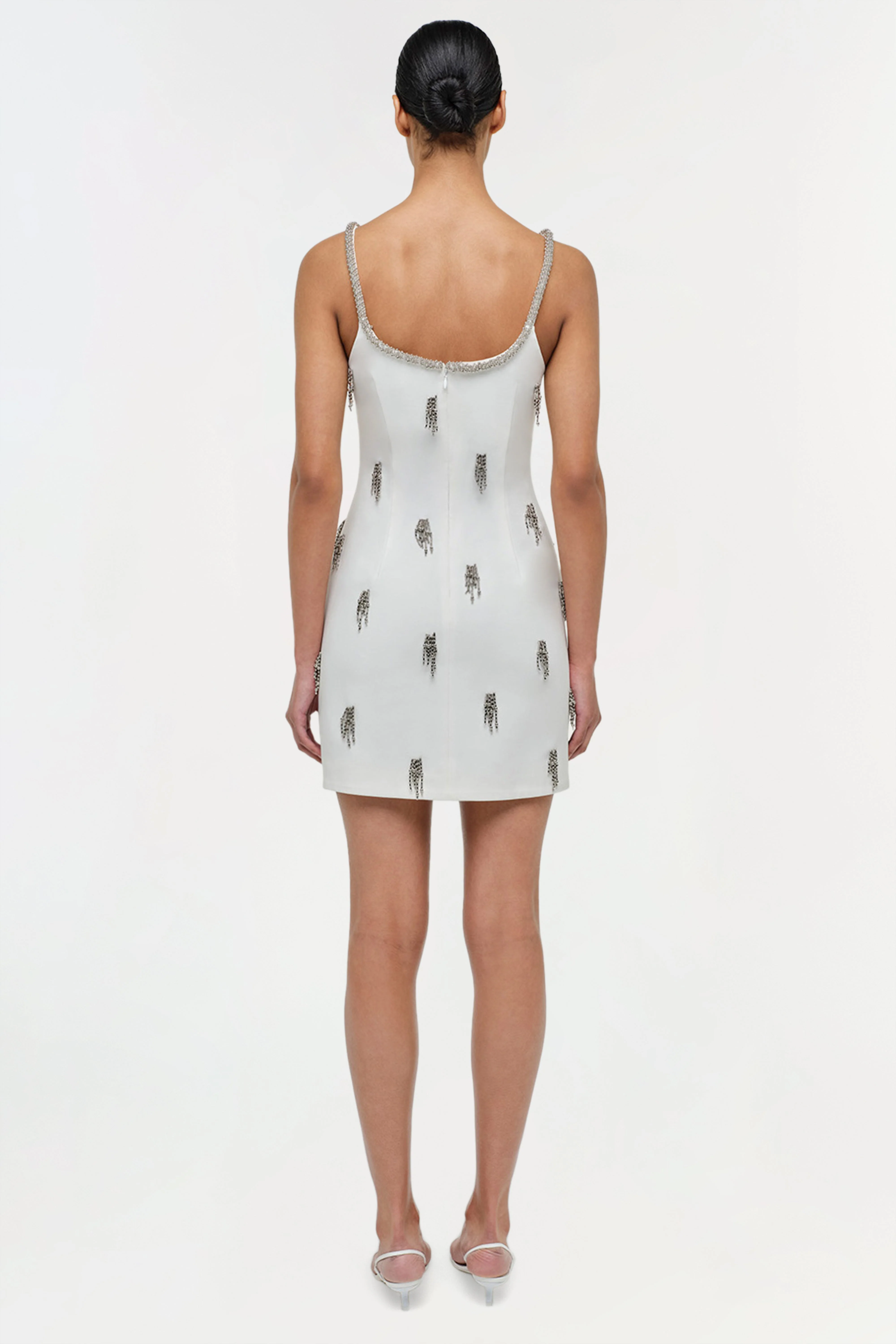 Womens | Amy Embellished Mini Dress | Ivory - Image 4