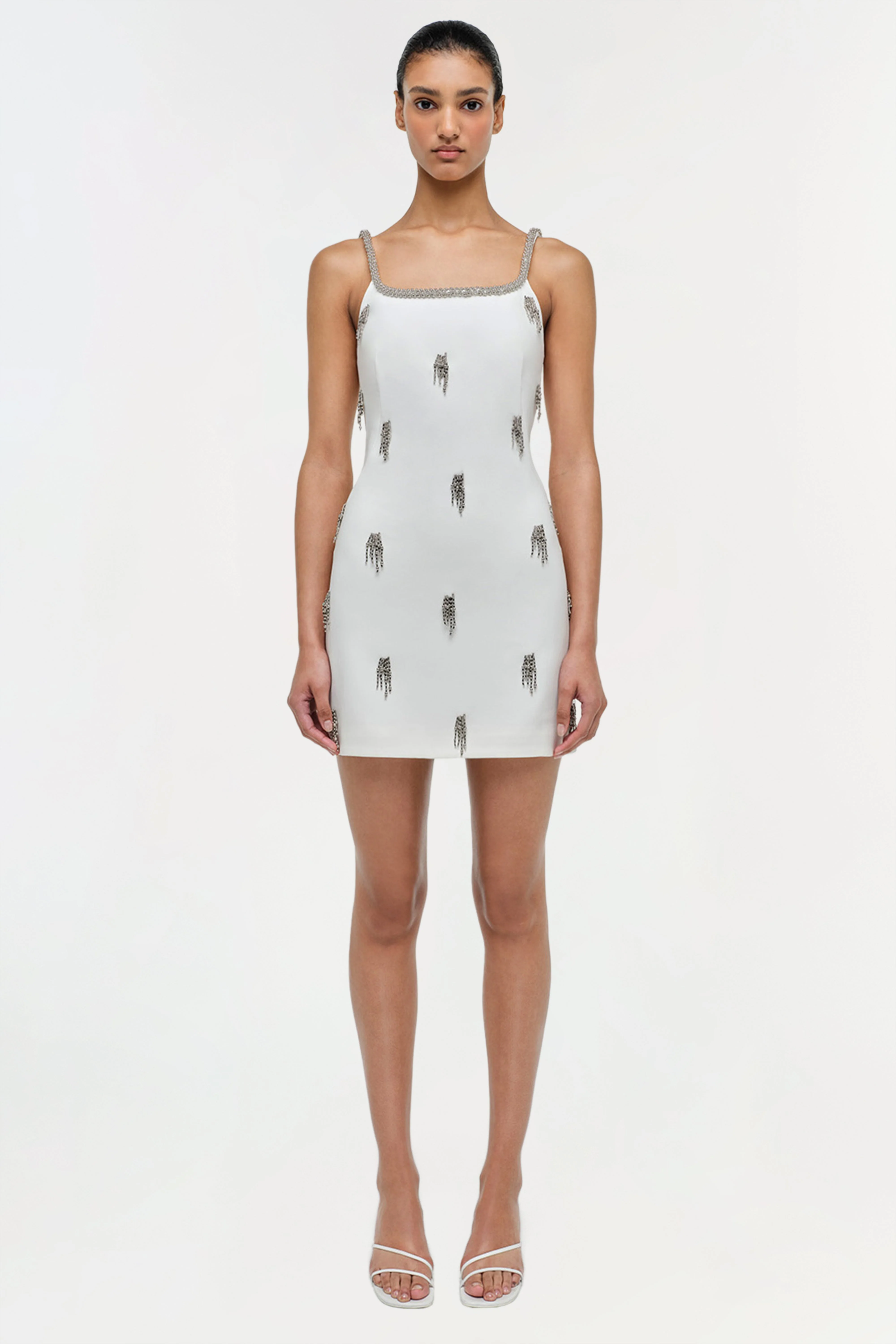 Womens | Amy Embellished Mini Dress | Ivory - Image 5