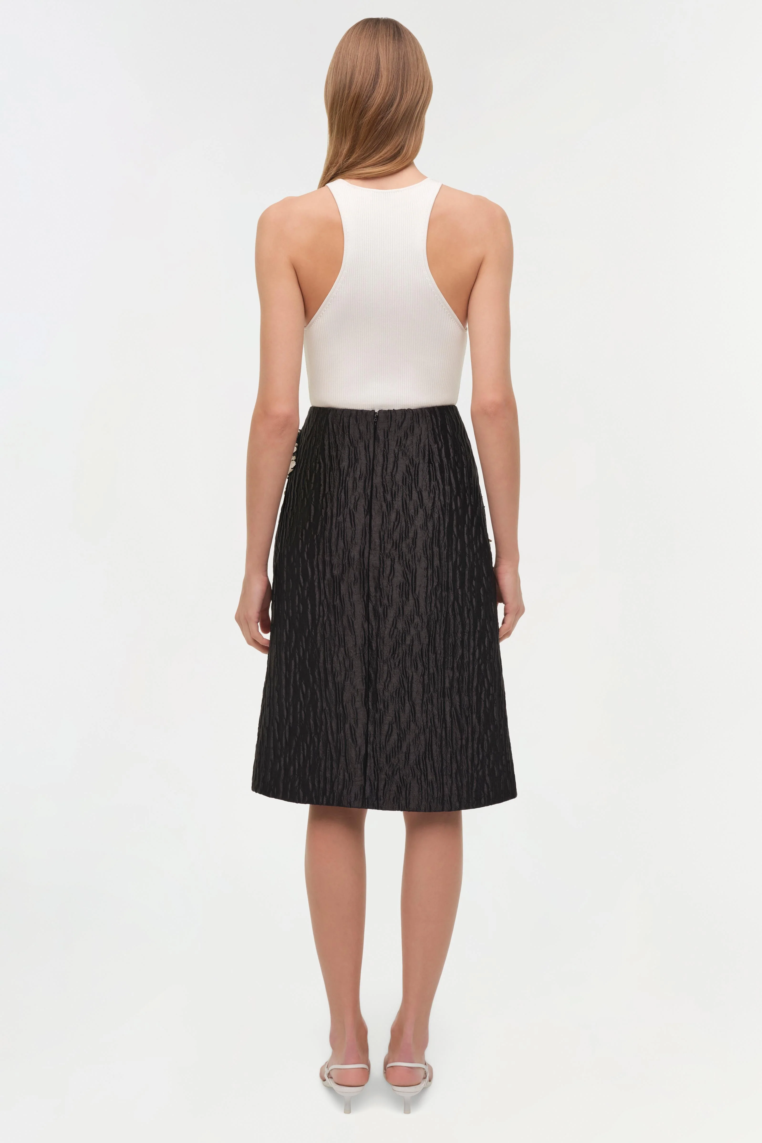 Womens | Arla Floral Jacquard Midi Skirt | Black - Image 5