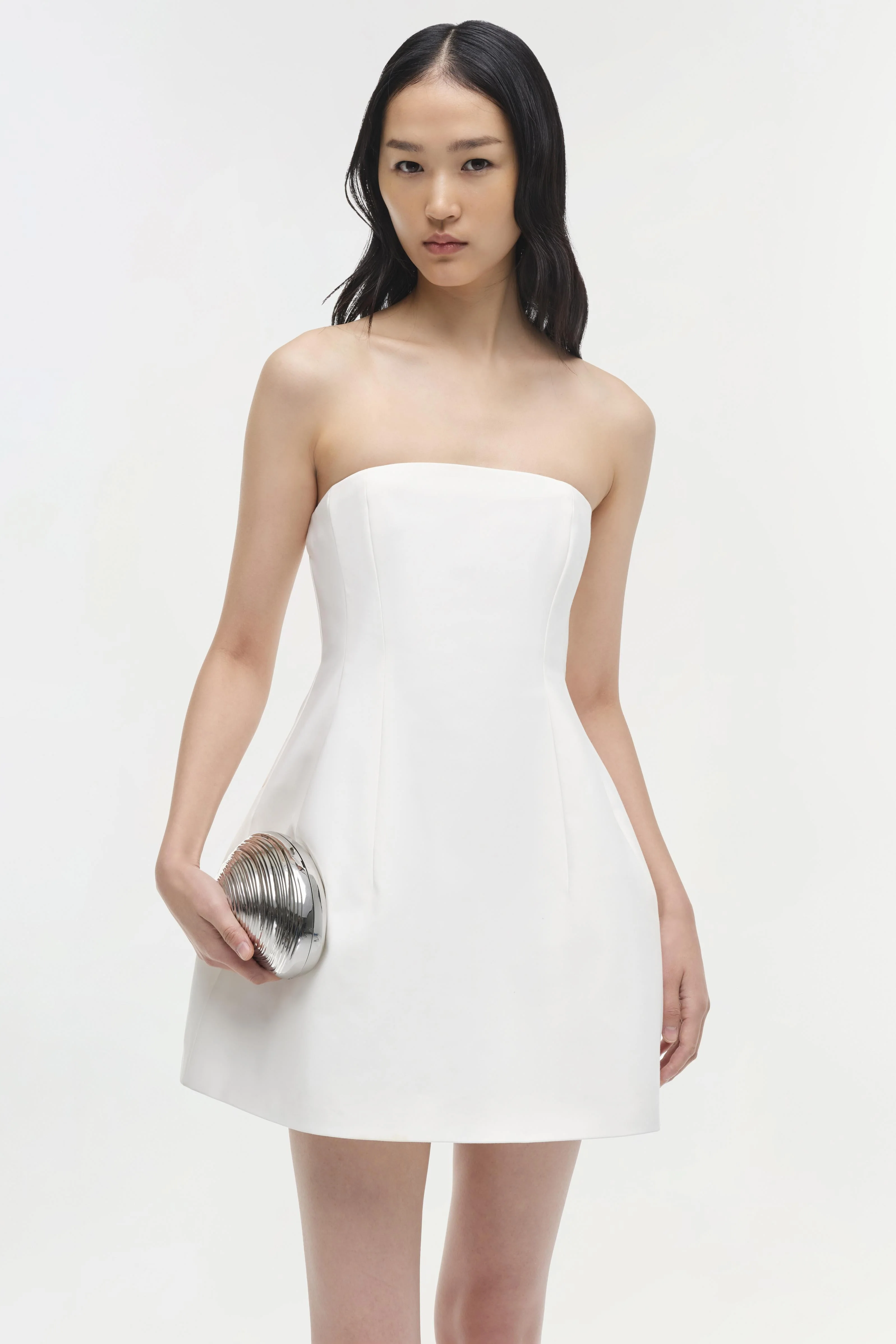 Womens | Arta Strapless Mini Dress | White - Image 3
