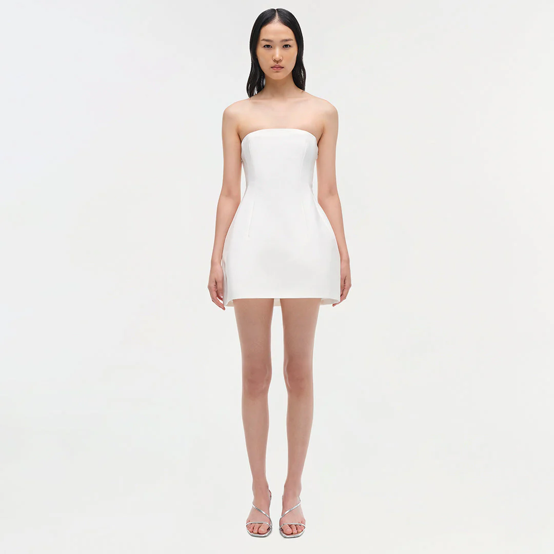 Womens | Arta Strapless Mini Dress | White - Image 7