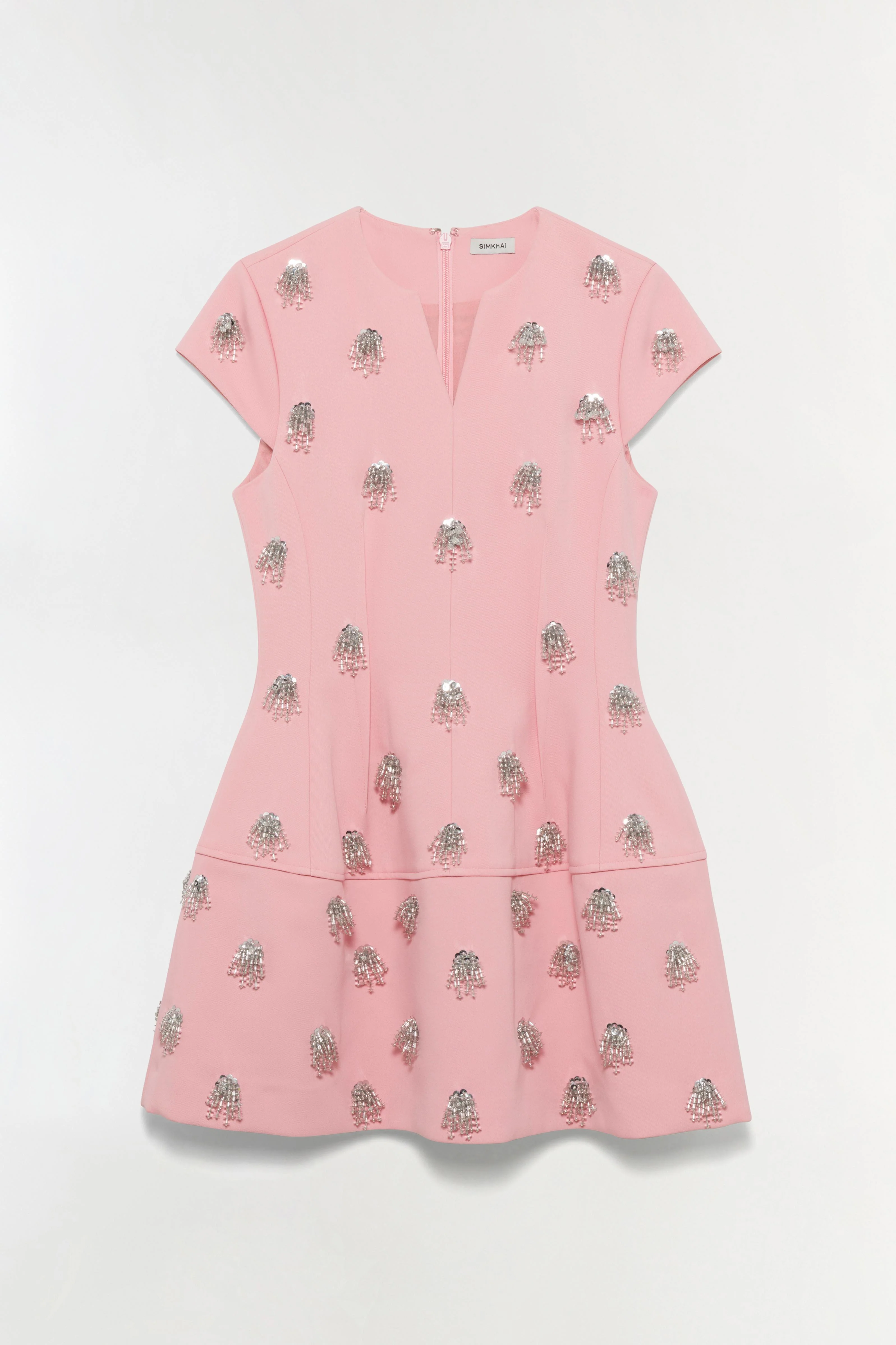 Womens | Bethanie Twill Embellished Mini Dress | Dusty Rose