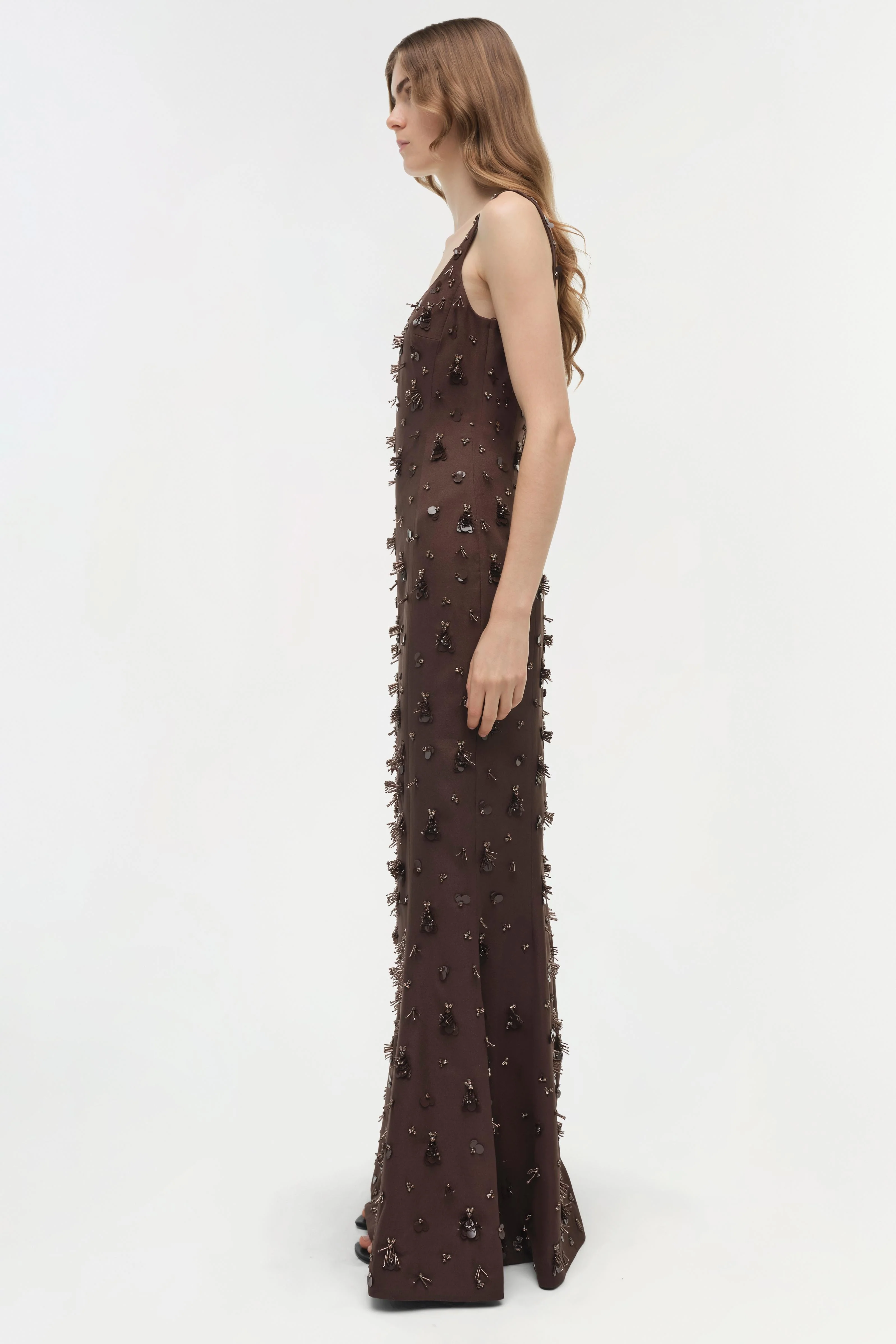 Womens | Briella Embellished Gown | Chocolate - Image 4
