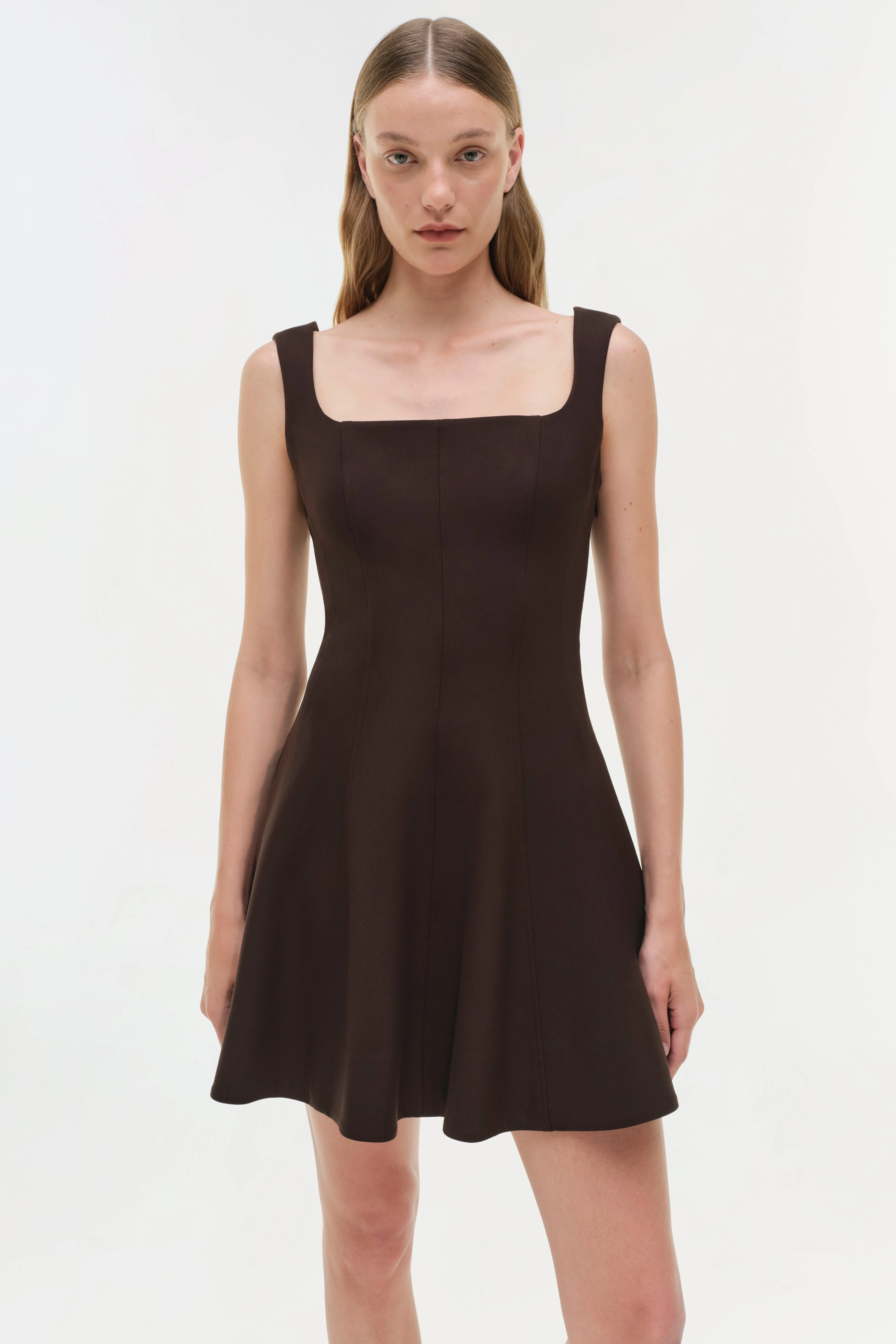 Womens | Bronte Mini Dress | Chocolate - Image 3