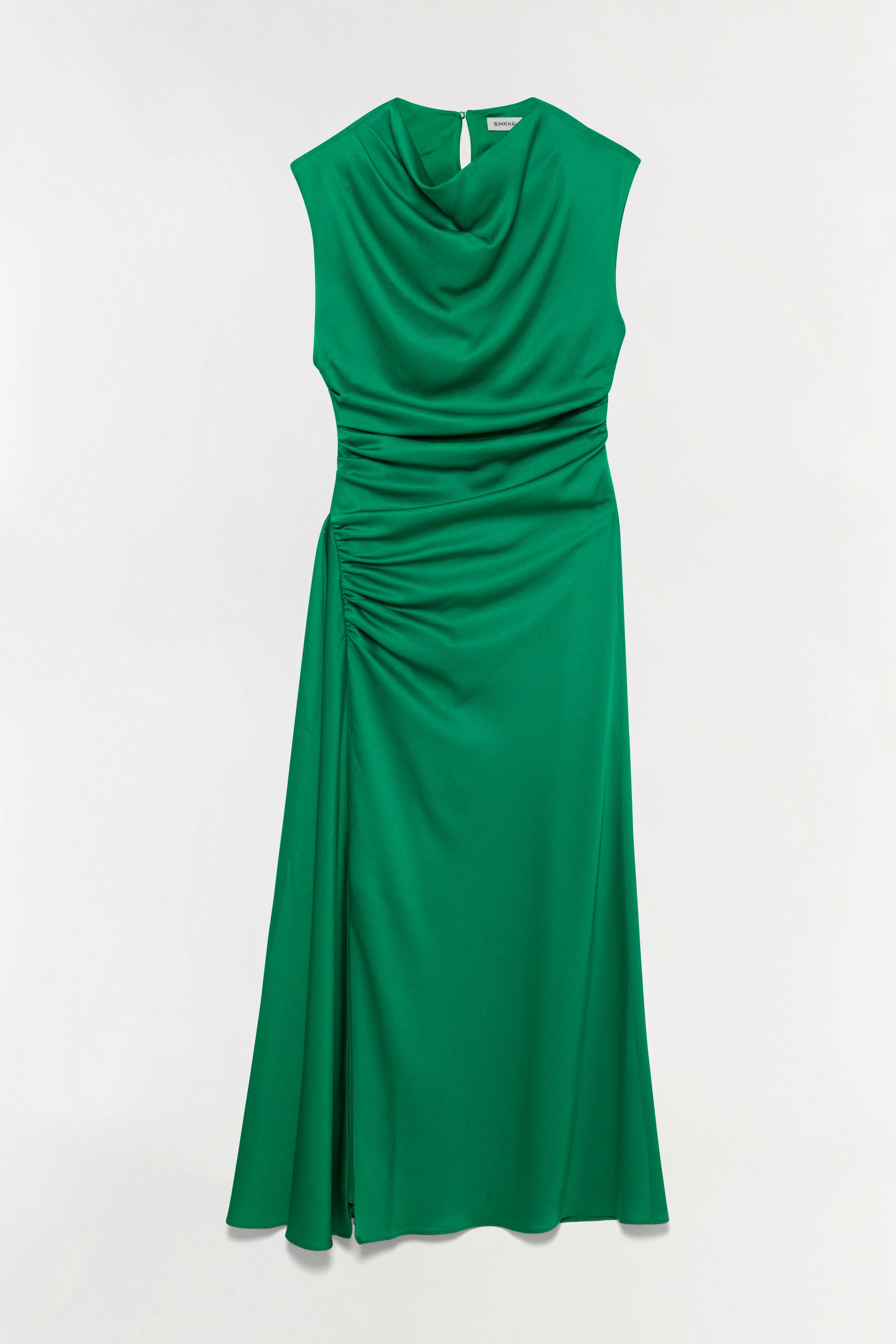 Womens | Burke Draped Satin Midi Dress | Kelly Green
