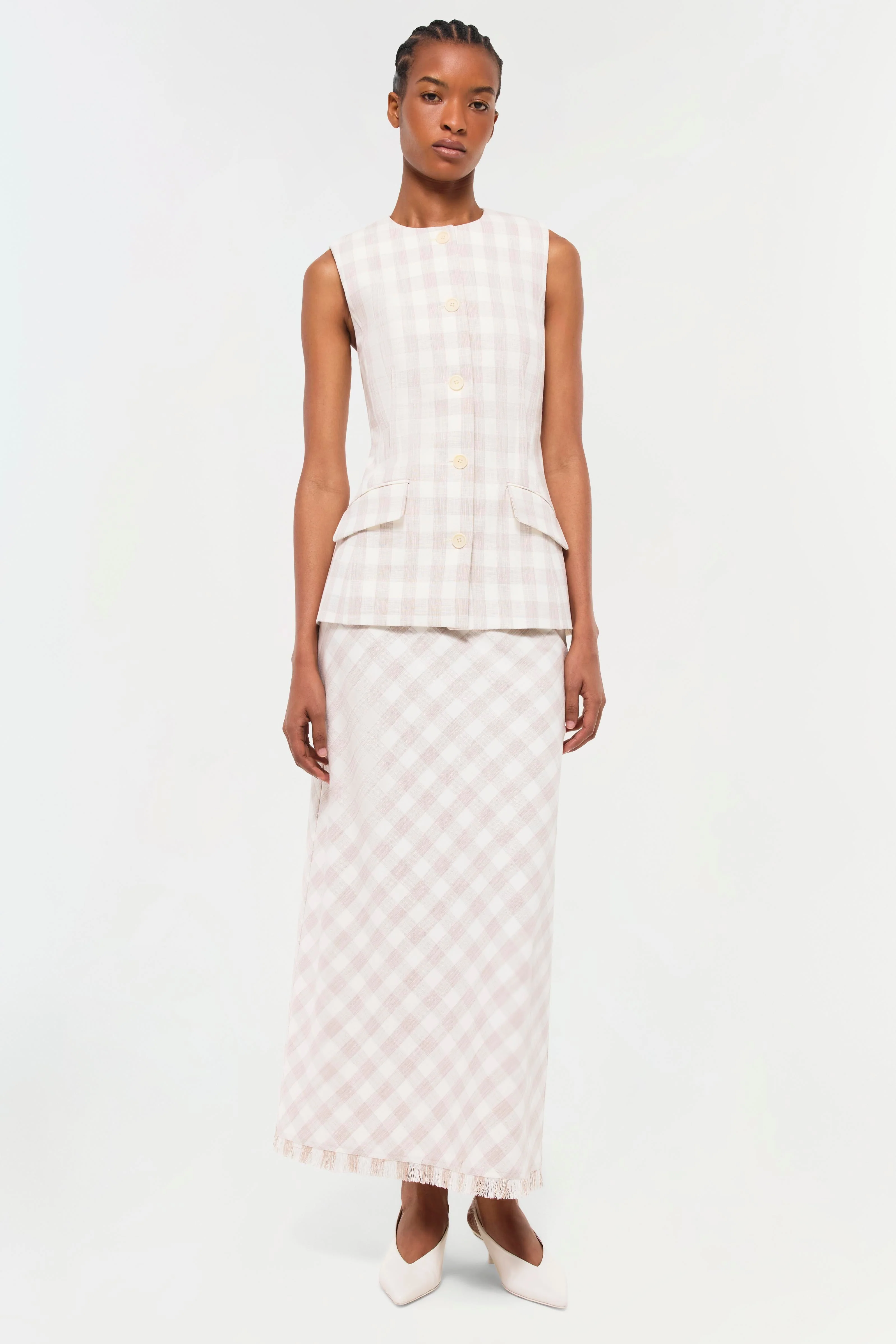 Womens | Calliope Vest | Sand Gingham - Image 3