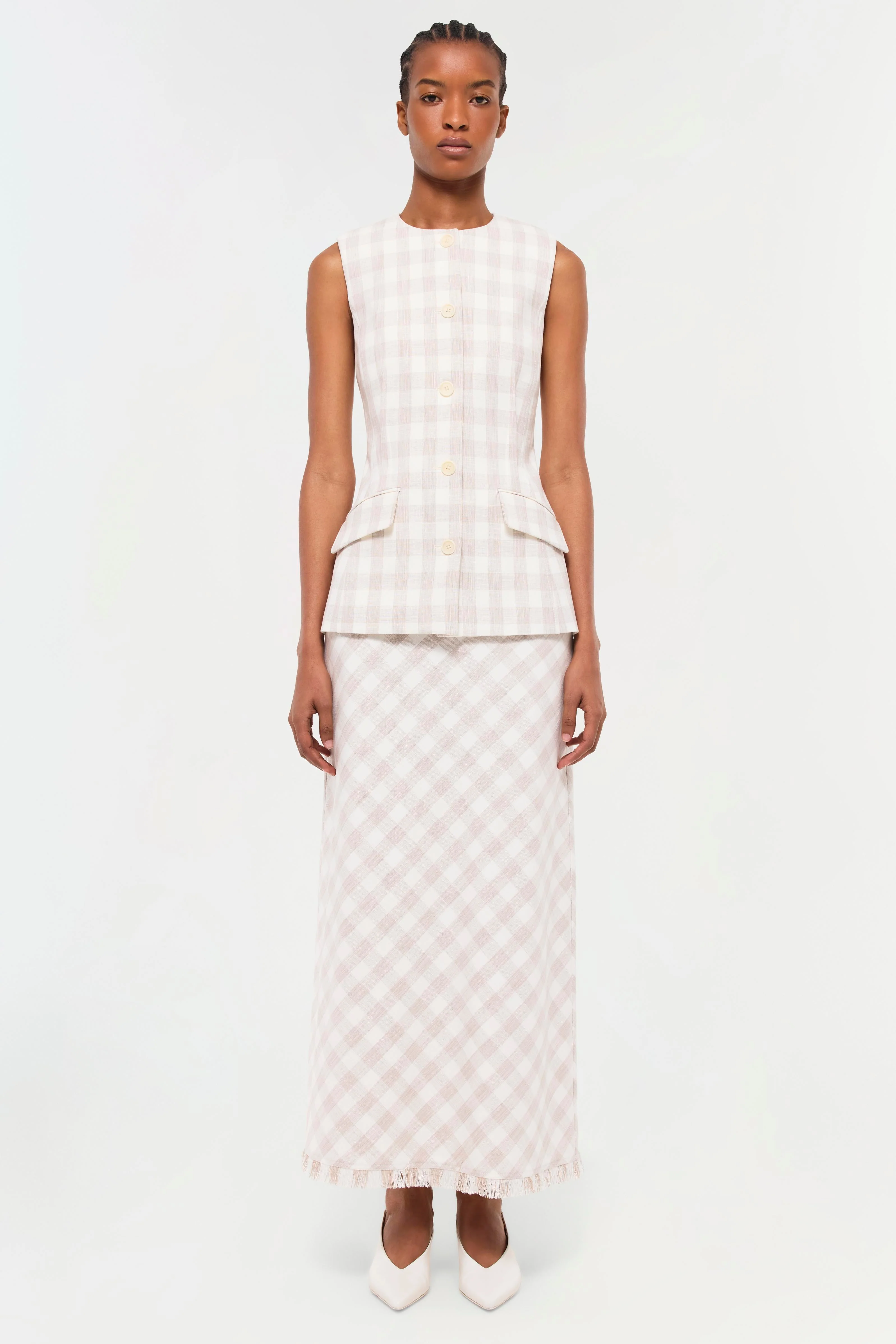Womens | Calliope Vest | Sand Gingham - Image 6