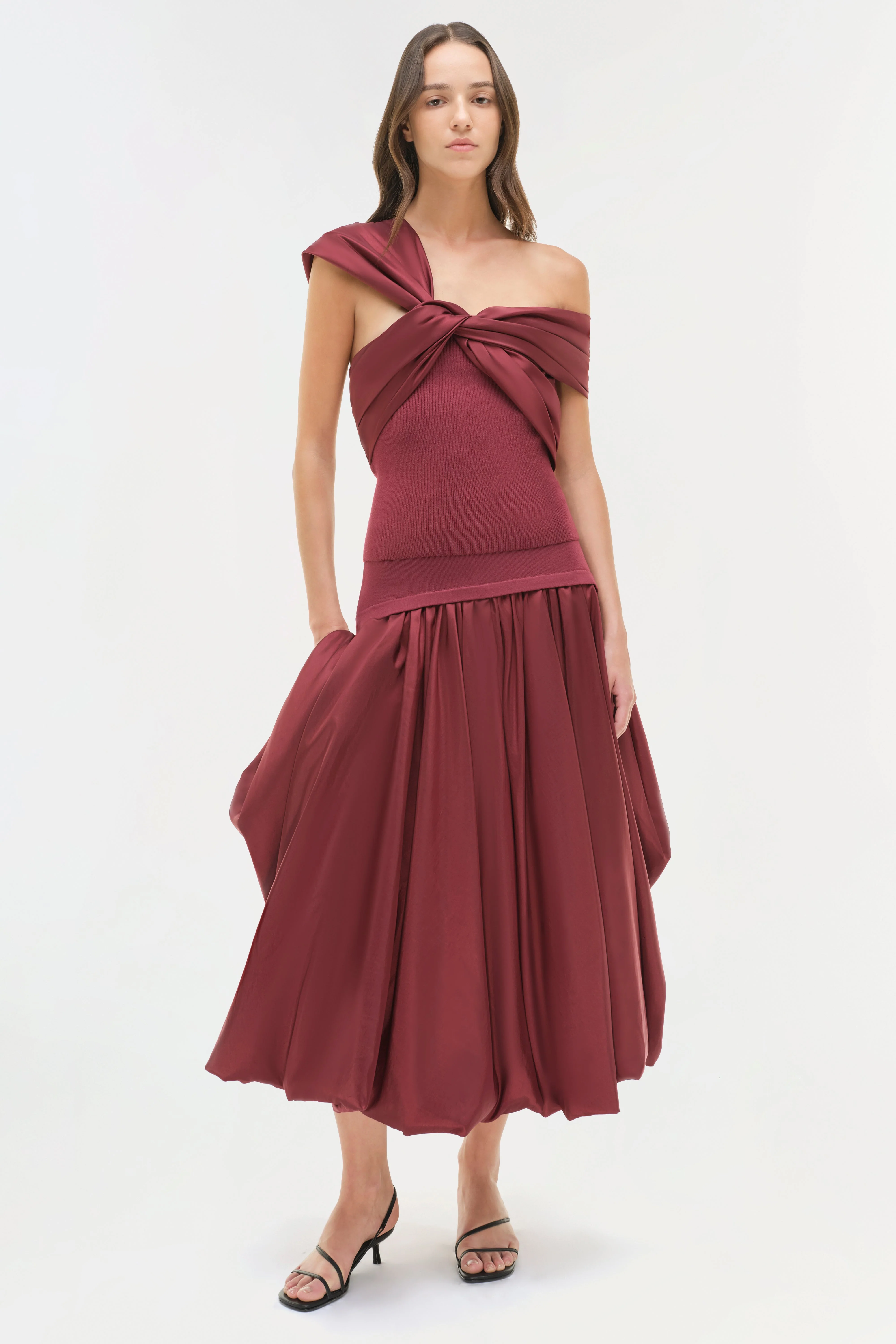 Womens | Celiana Off Shoulder Top | Cranberry - Image 2
