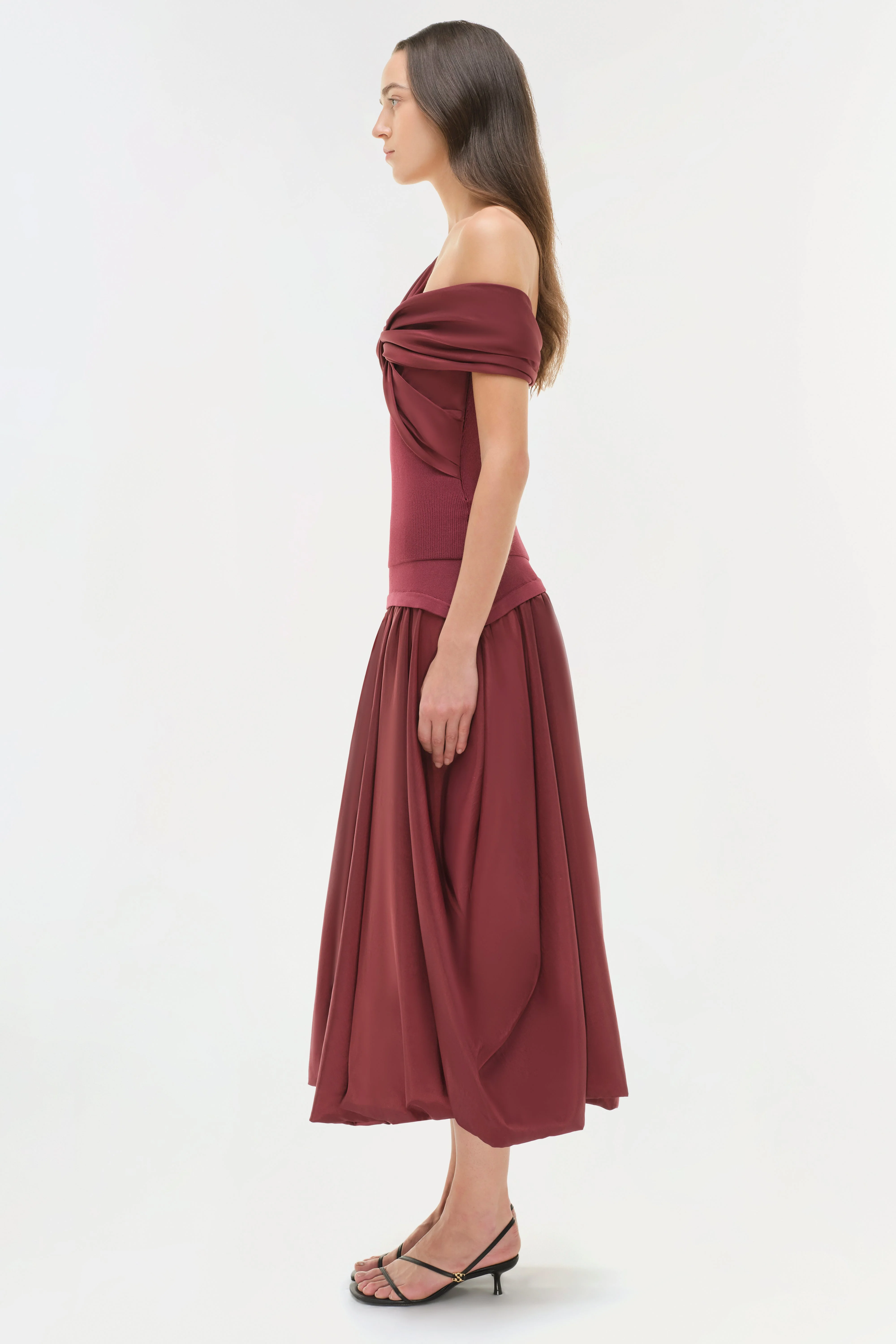 Womens | Celiana Off Shoulder Top | Cranberry - Image 4