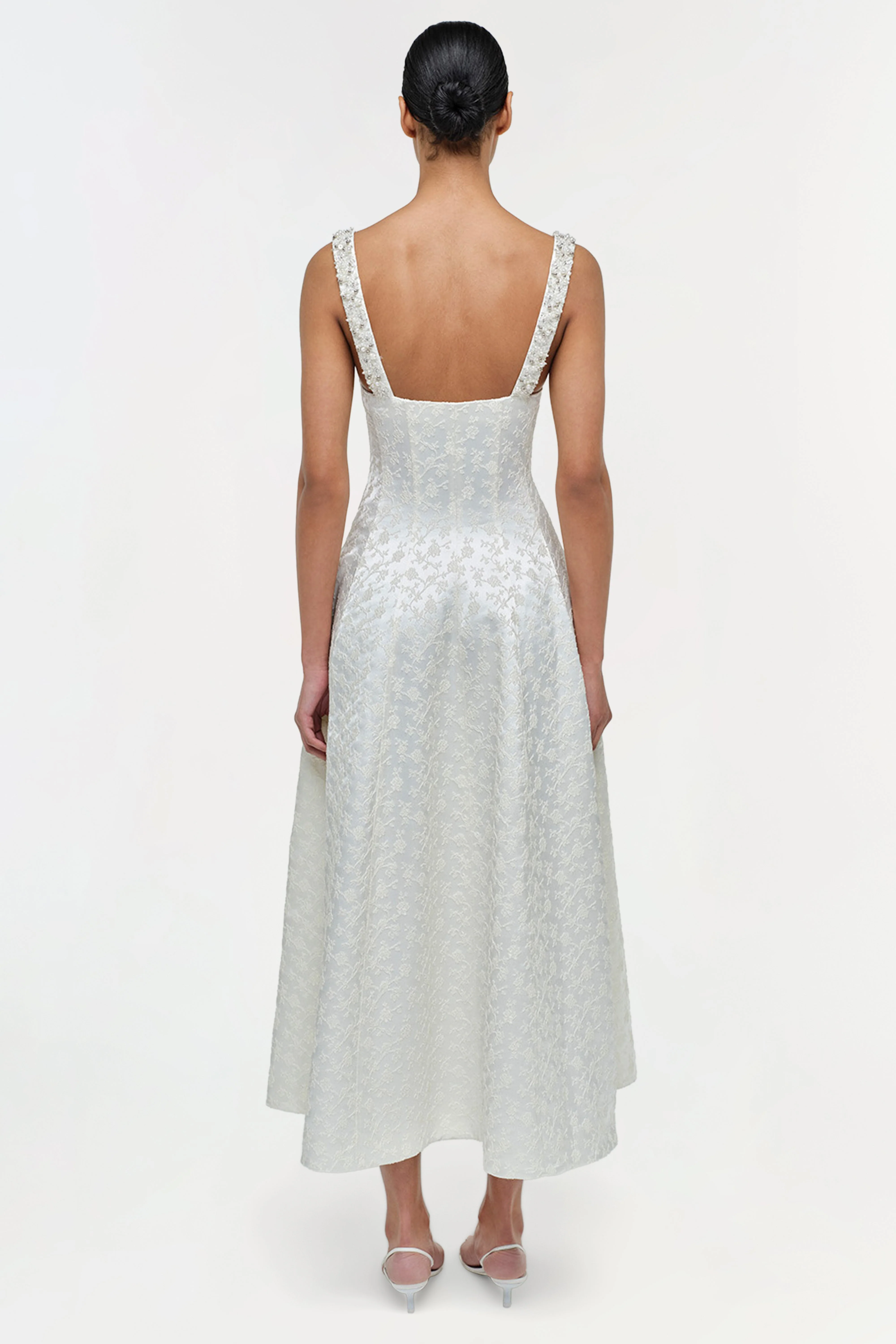 Womens | Charlotte Jacquard Midi Dress | White - Image 4