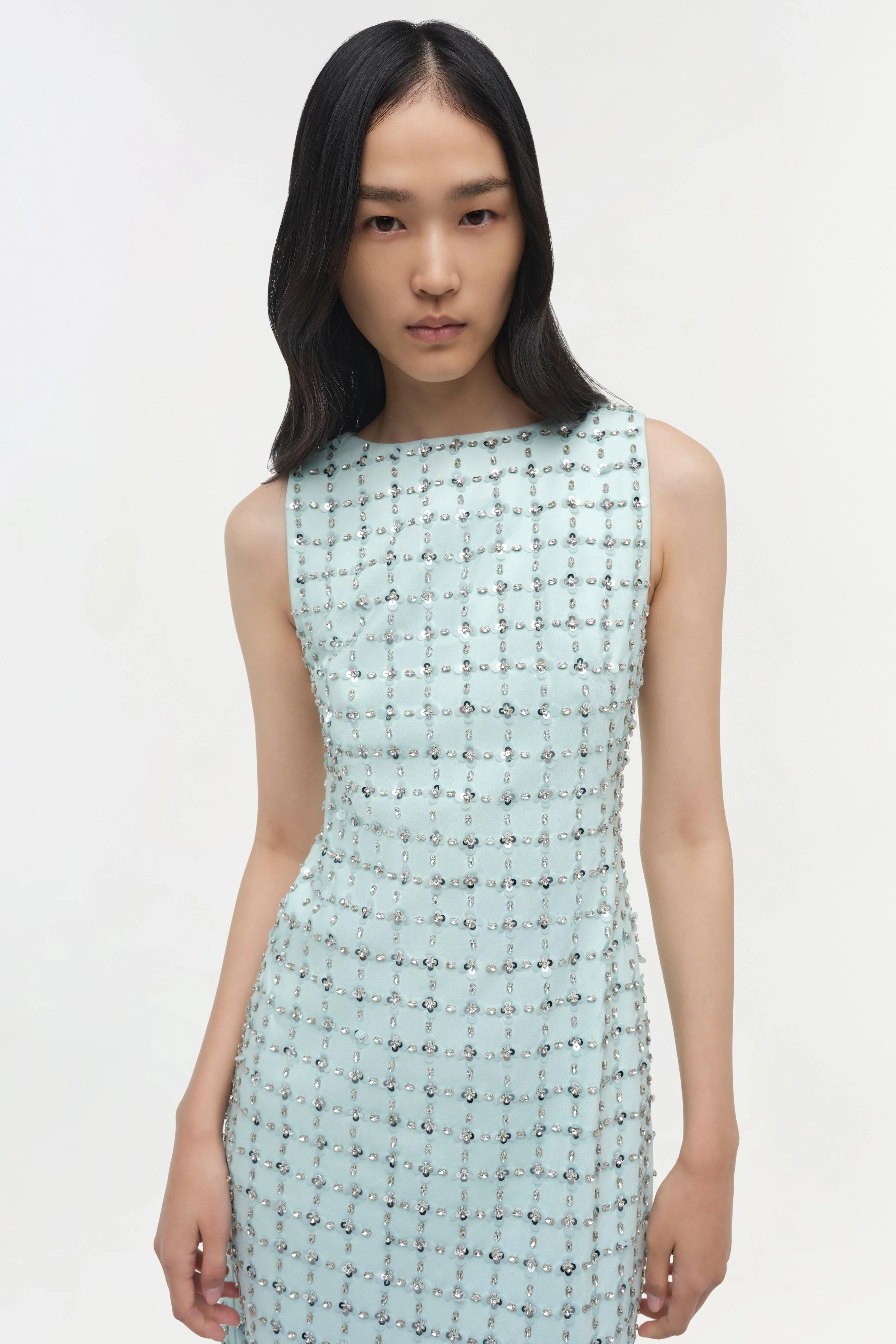Womens | Claudia Embellished Midi Dress | Sky Multi - Image 3