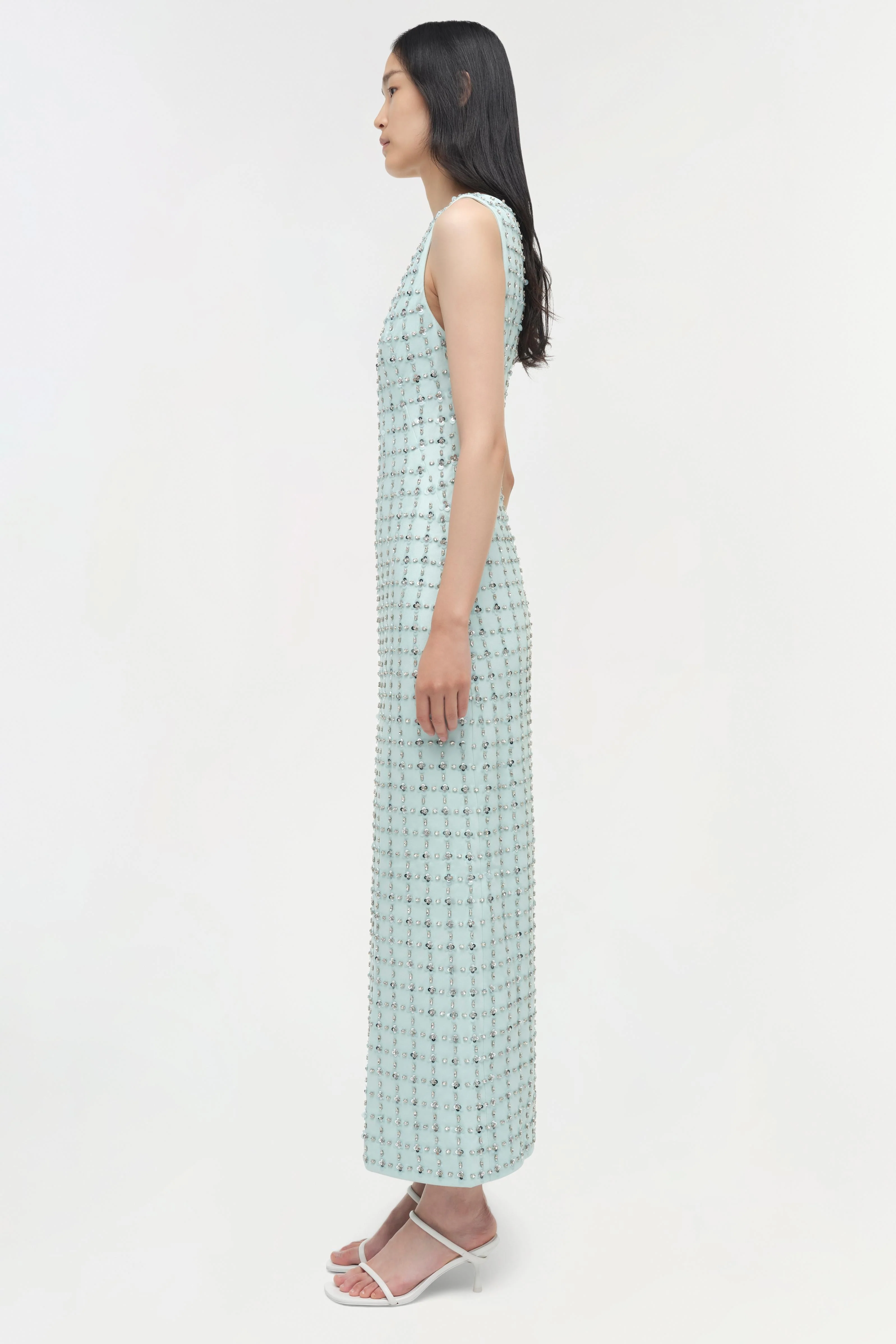 Womens | Claudia Embellished Midi Dress | Sky Multi - Image 4