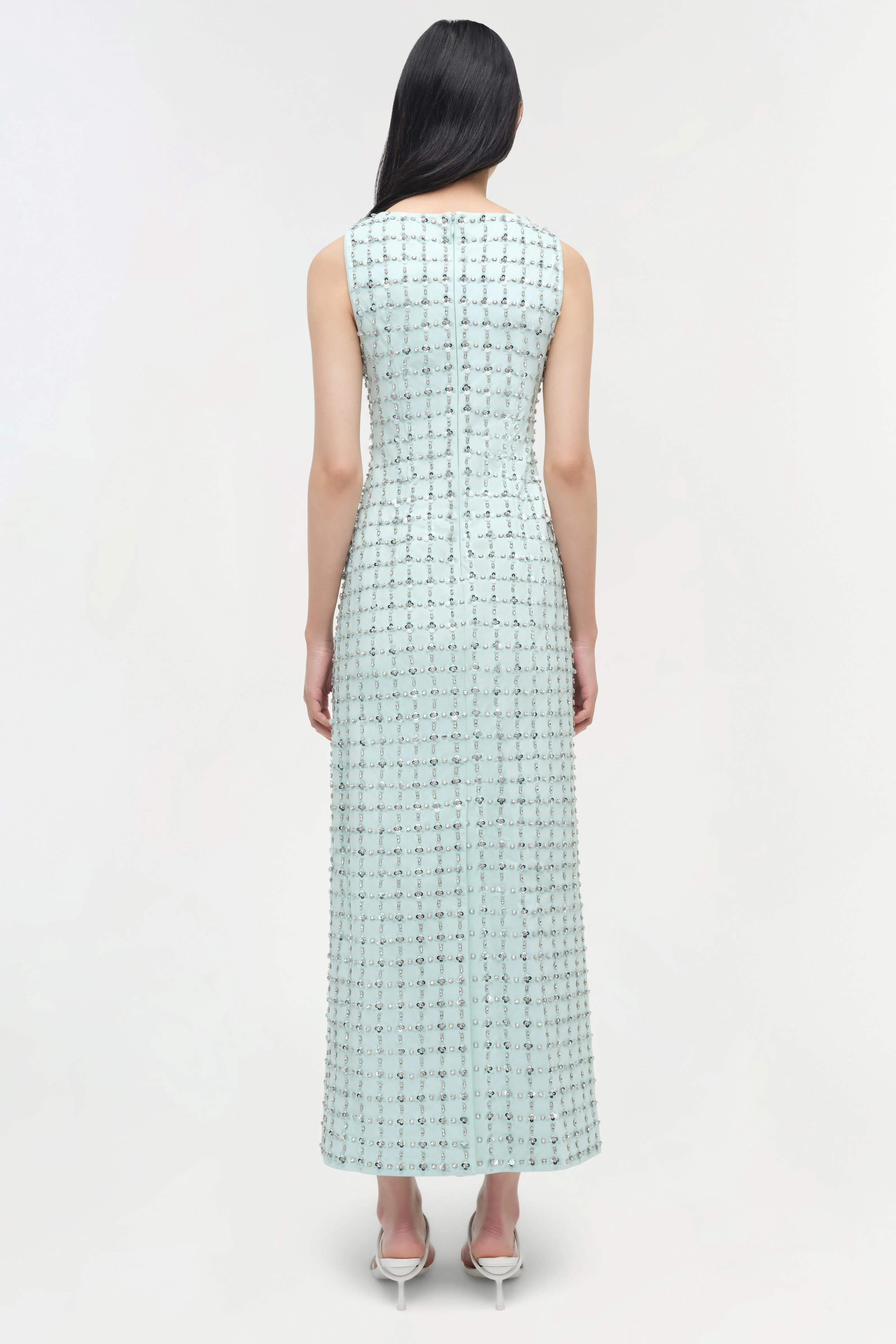 Womens | Claudia Embellished Midi Dress | Sky Multi - Image 5