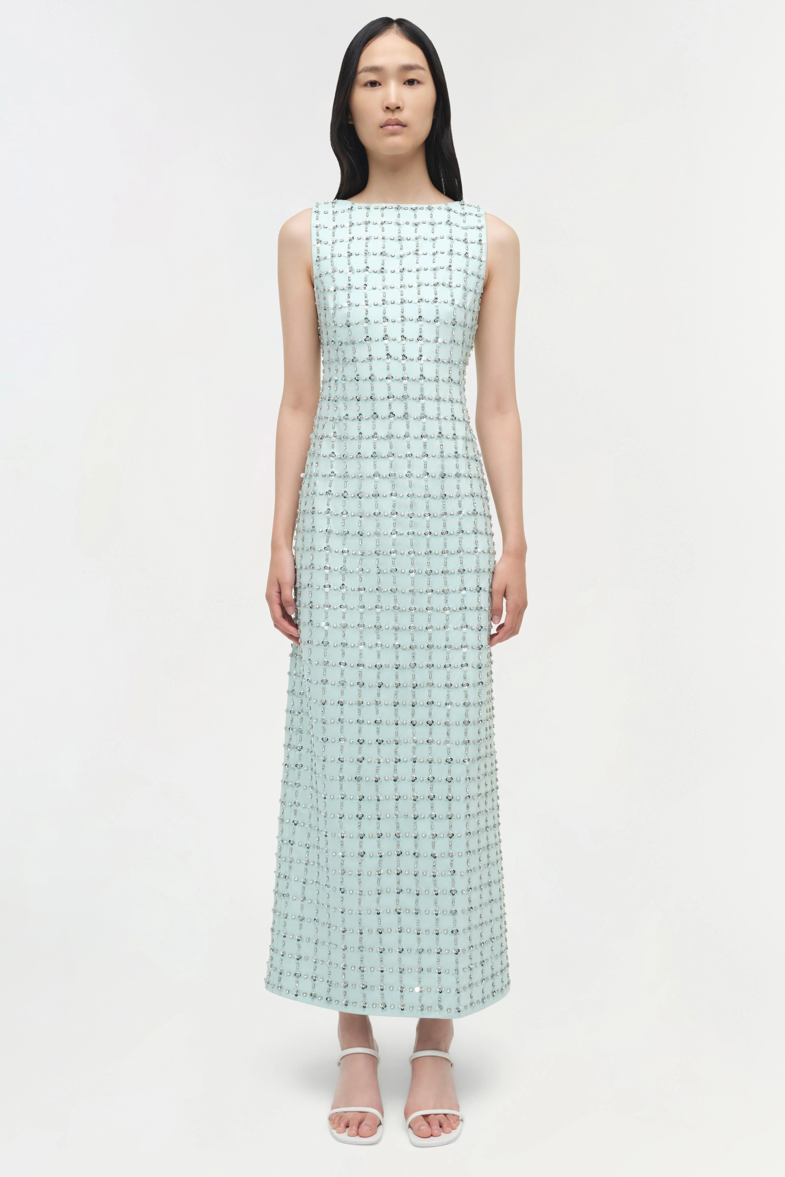 Womens | Claudia Embellished Midi Dress | Sky Multi - Image 7