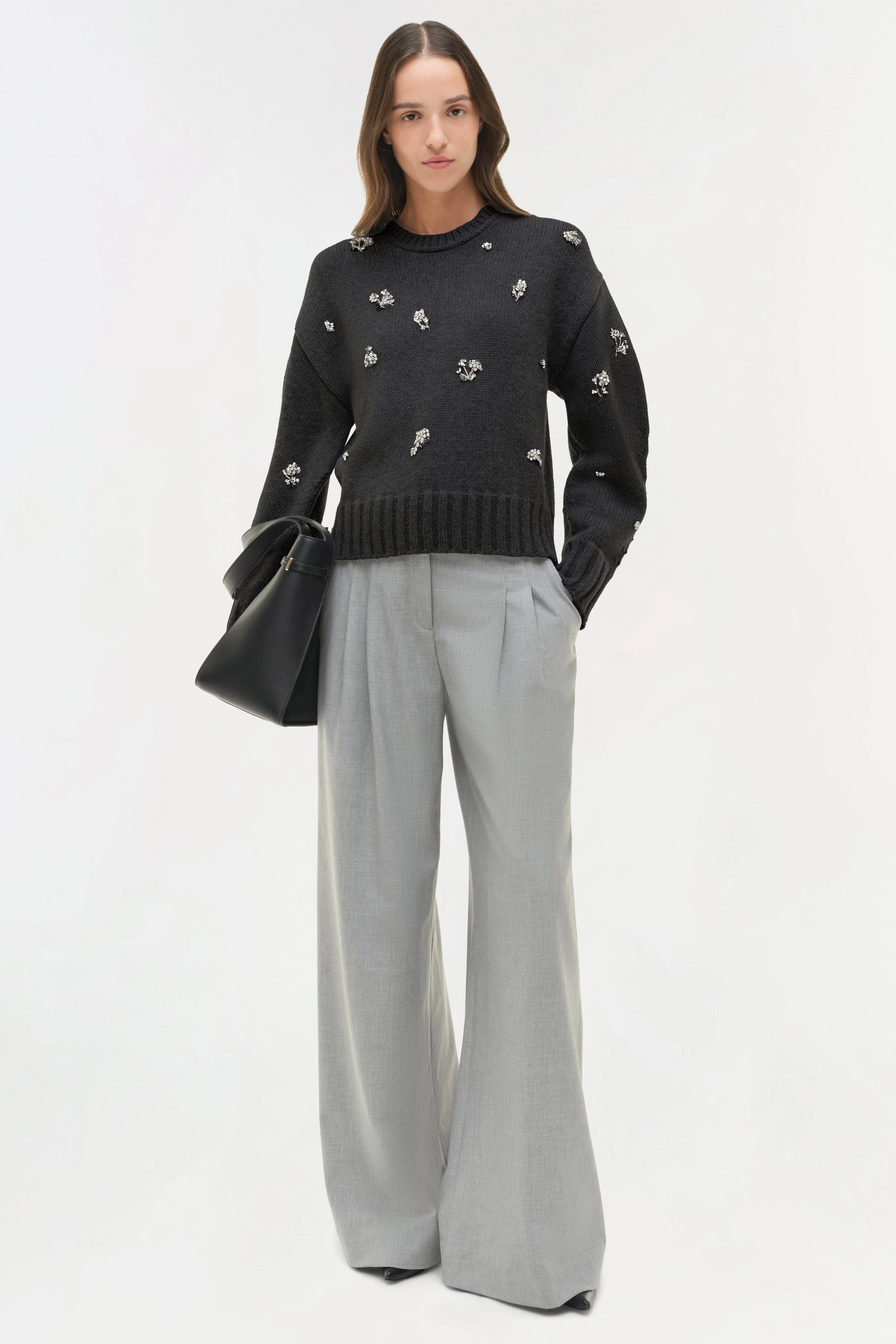Womens | Coraline Embellished Knit Crewneck | Black - Image 2