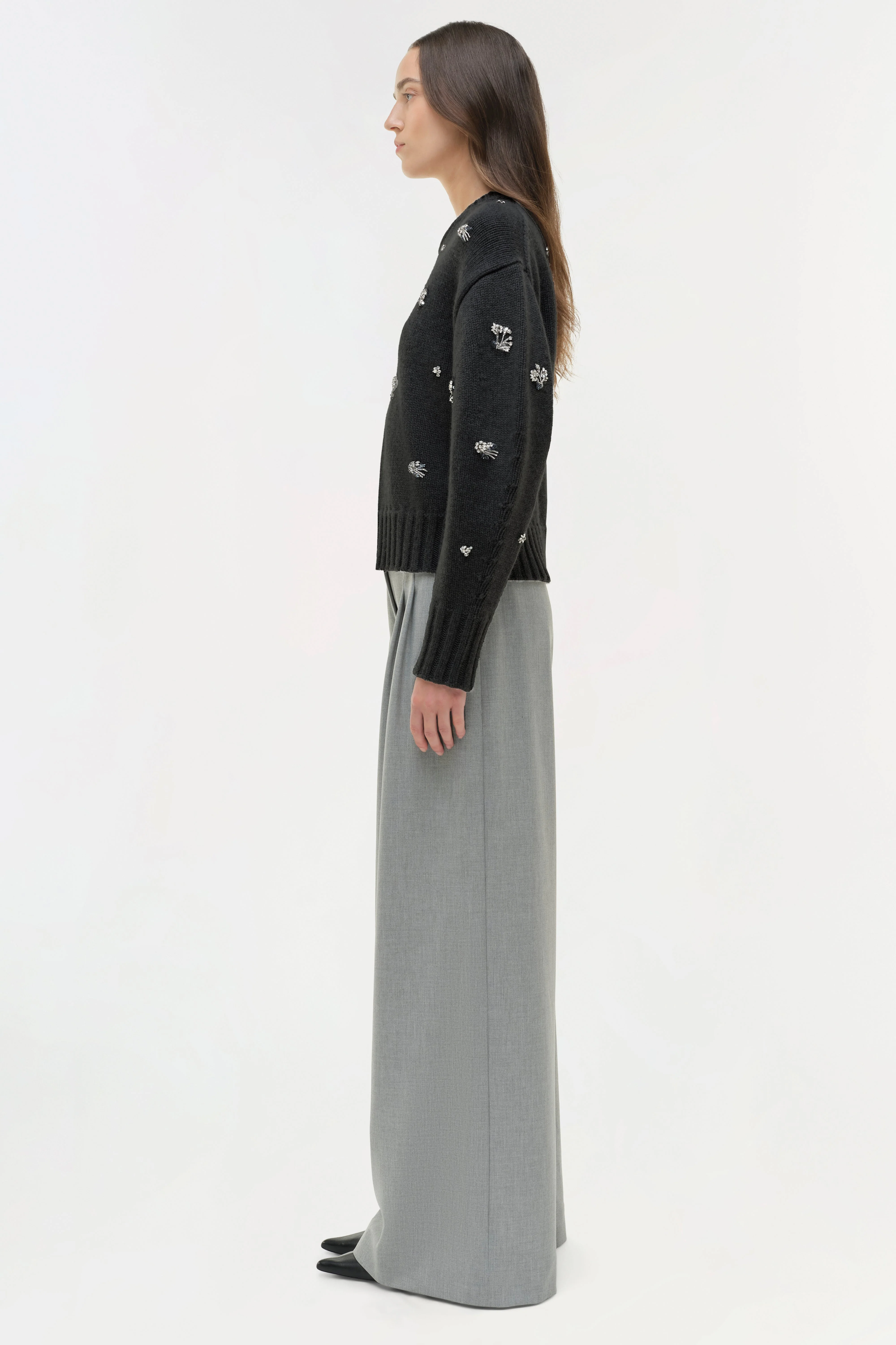 Womens | Coraline Embellished Knit Crewneck | Black - Image 4