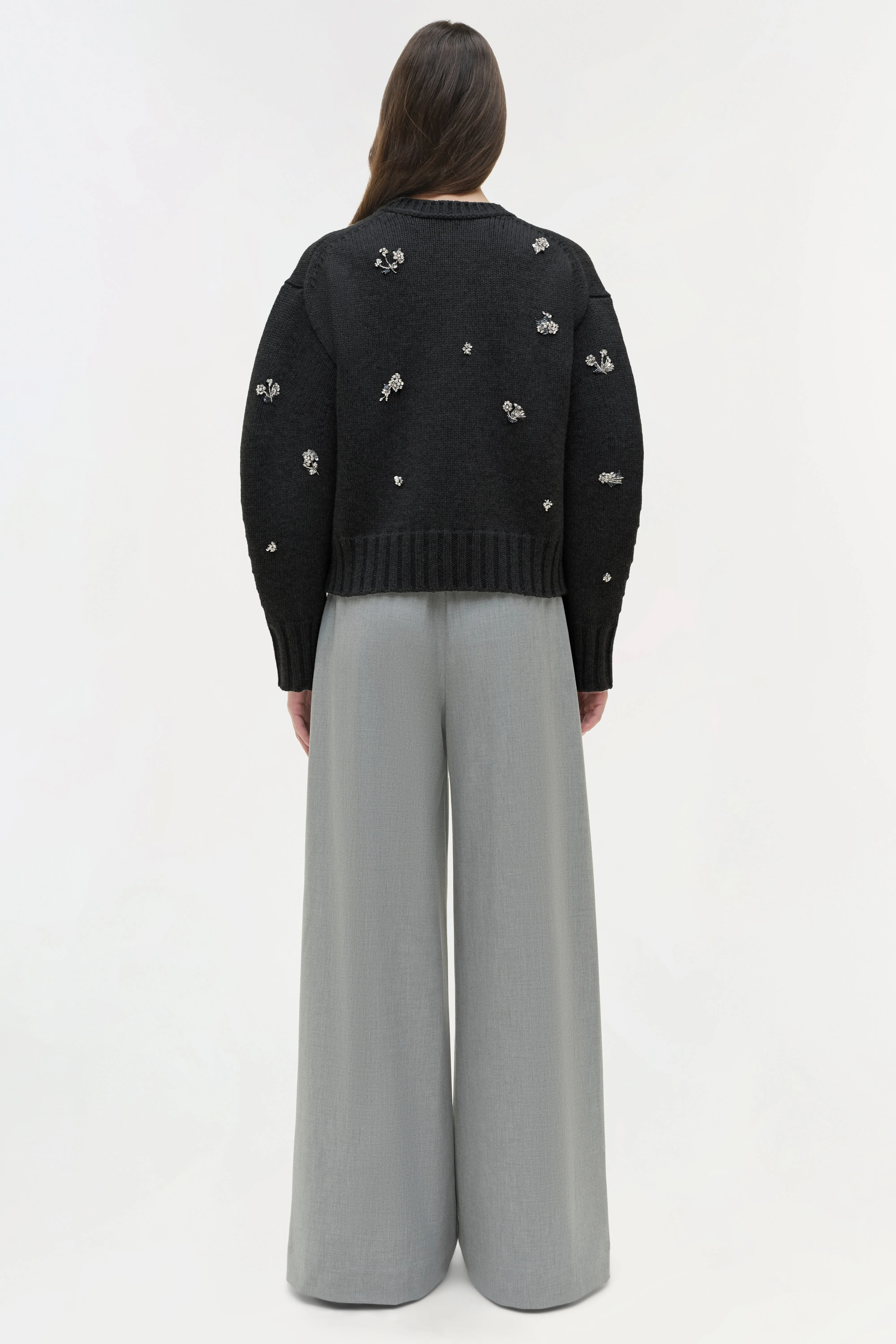 Womens | Coraline Embellished Knit Crewneck | Black - Image 5