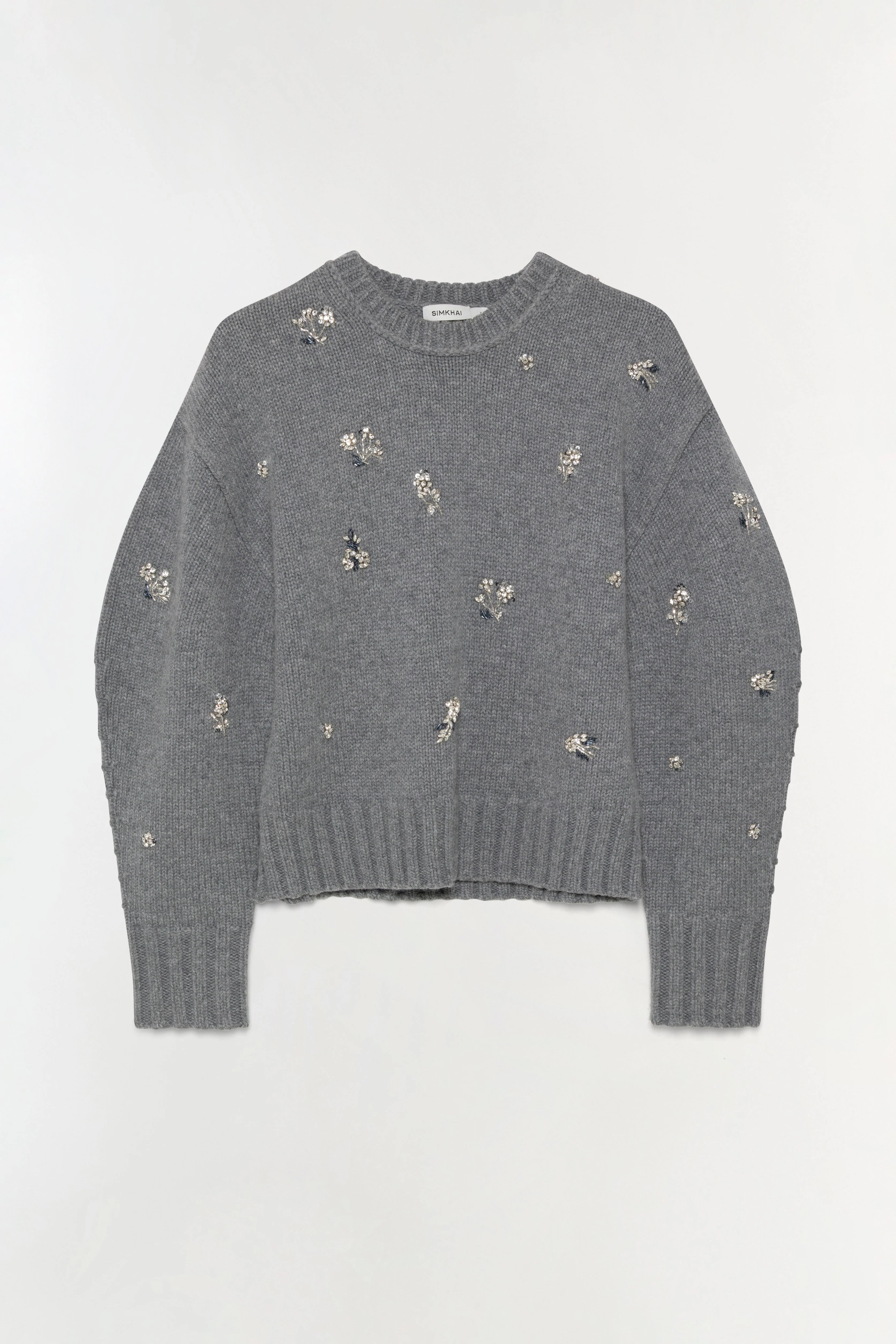 Womens | Coraline Embellished Knit Crewneck | Heather Grey