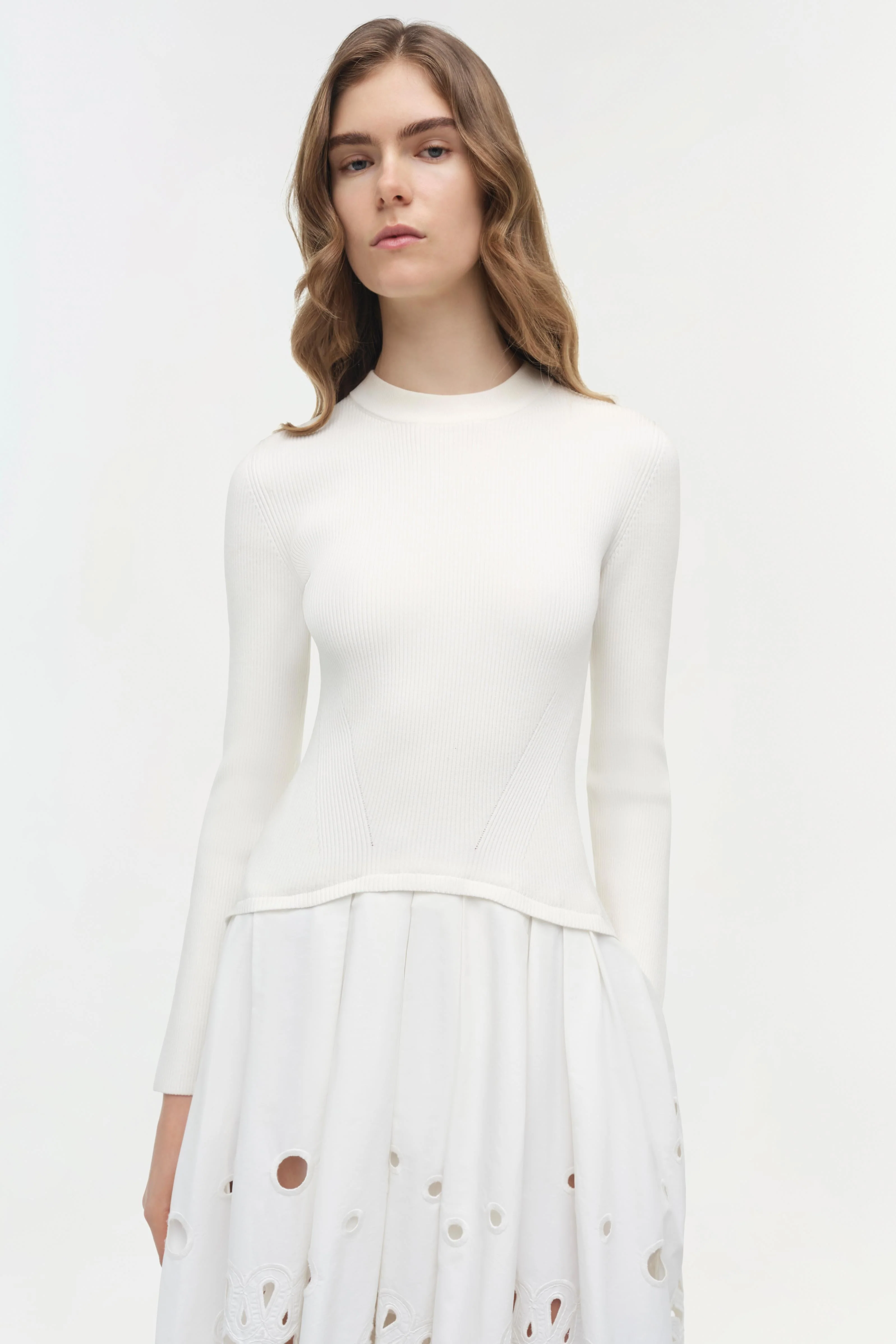 Womens | Daila Embroidered Knit Midi Dress | White - Image 3