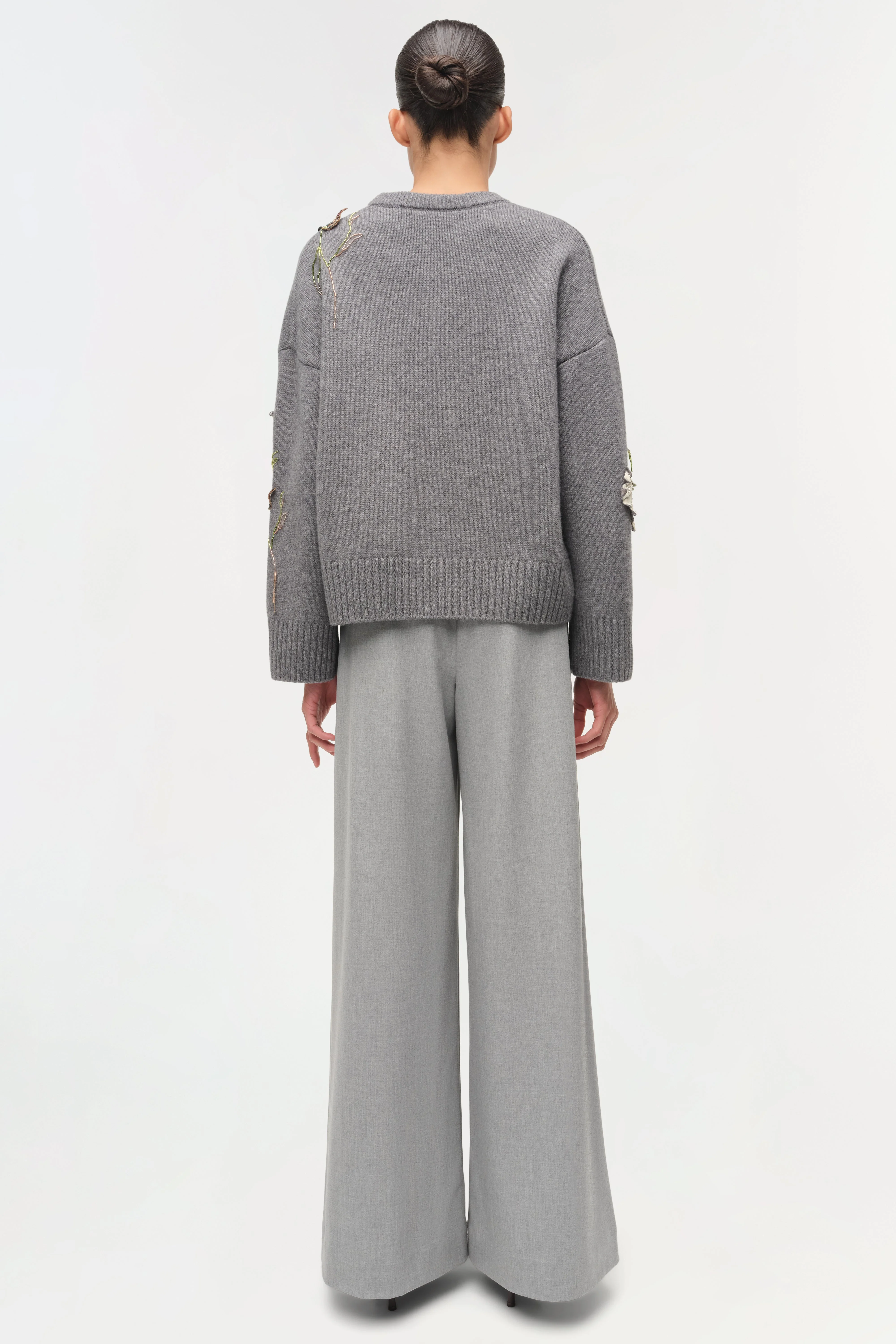 Womens | Dawna Floral Embellished Sweater | Nickel Melange - Image 5