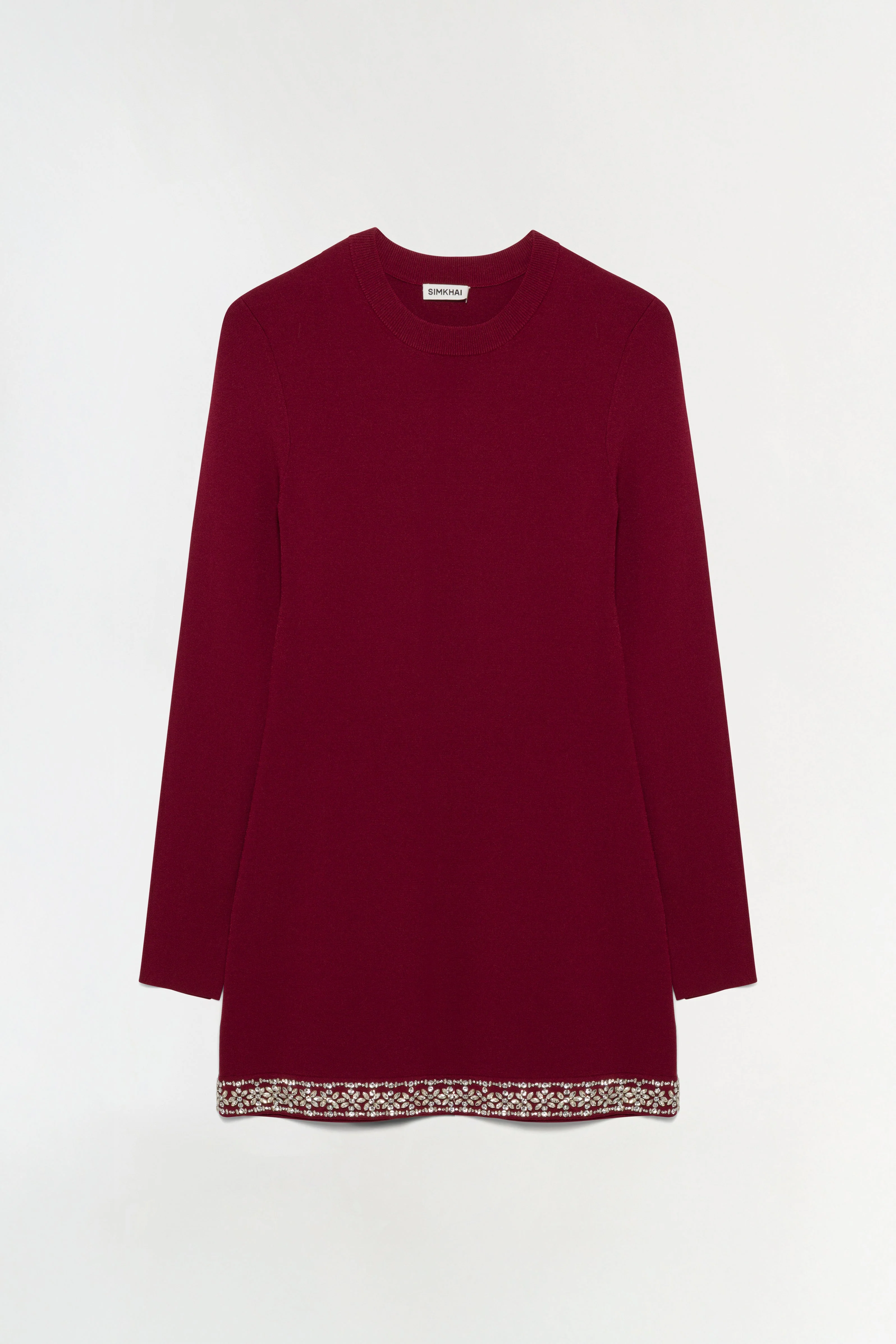 Womens | Farley Embellished Knit Mini Dress | Oxblood