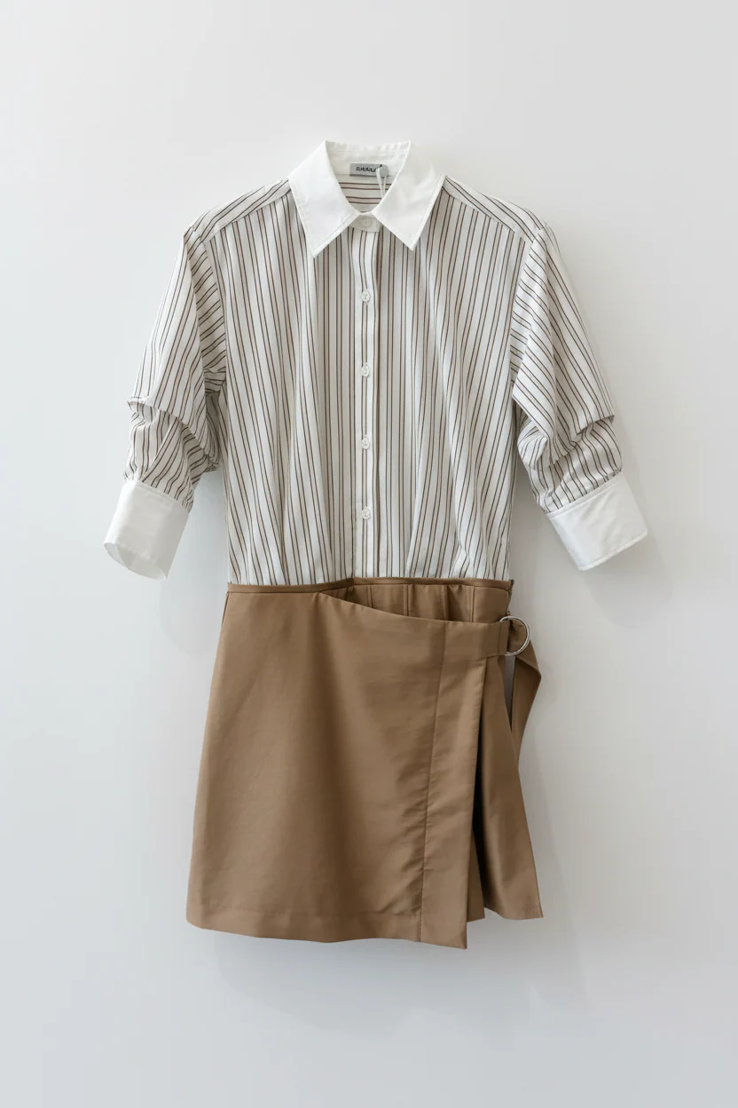 Womens | Frankie Mini Combo Shirt Dress | Sand Stripe Multi