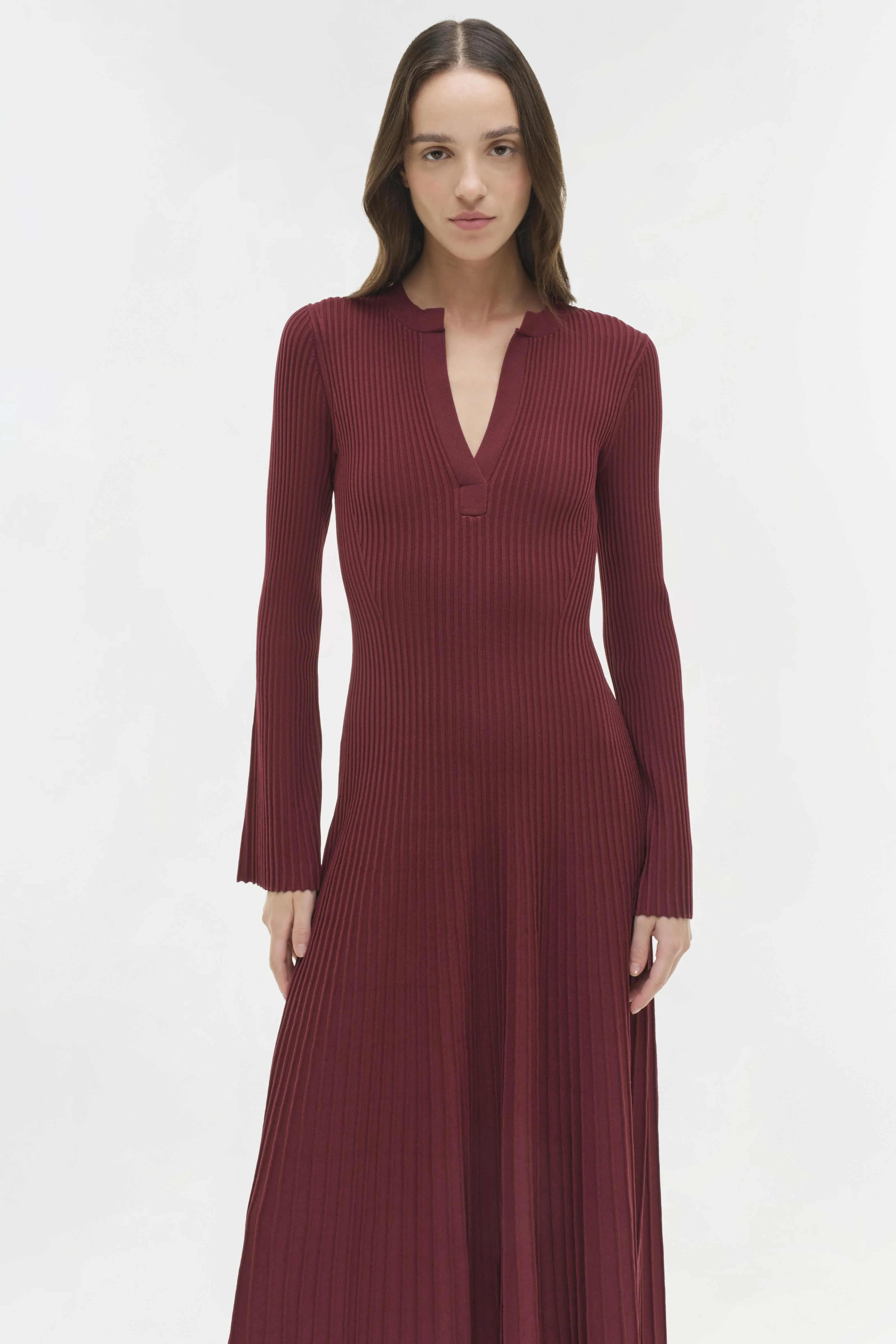 Womens | Genna Knit Midi Dress | Cranberry - Image 3