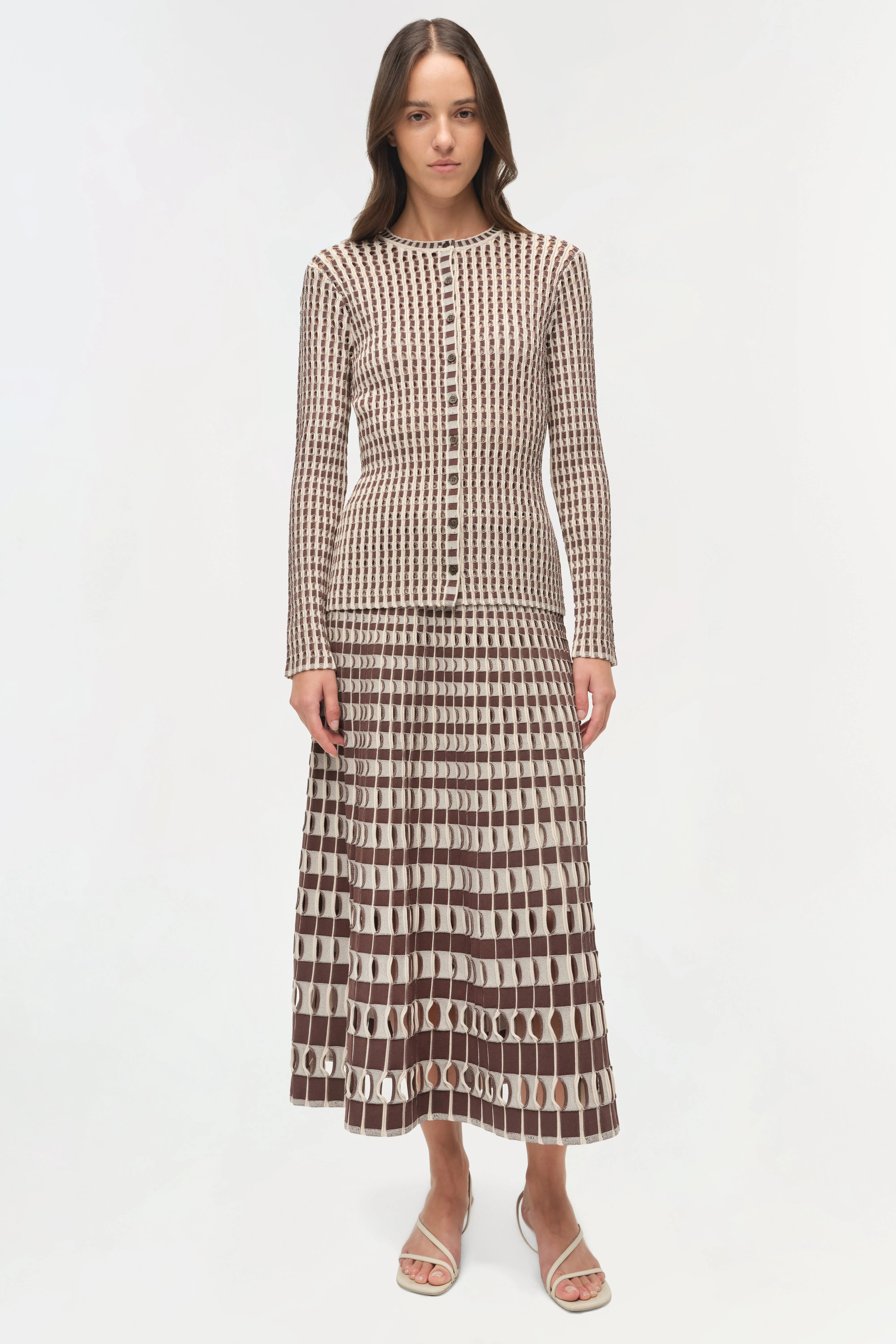 Womens | Gracen Knit Cardigan | Chocolate Multi - Image 2