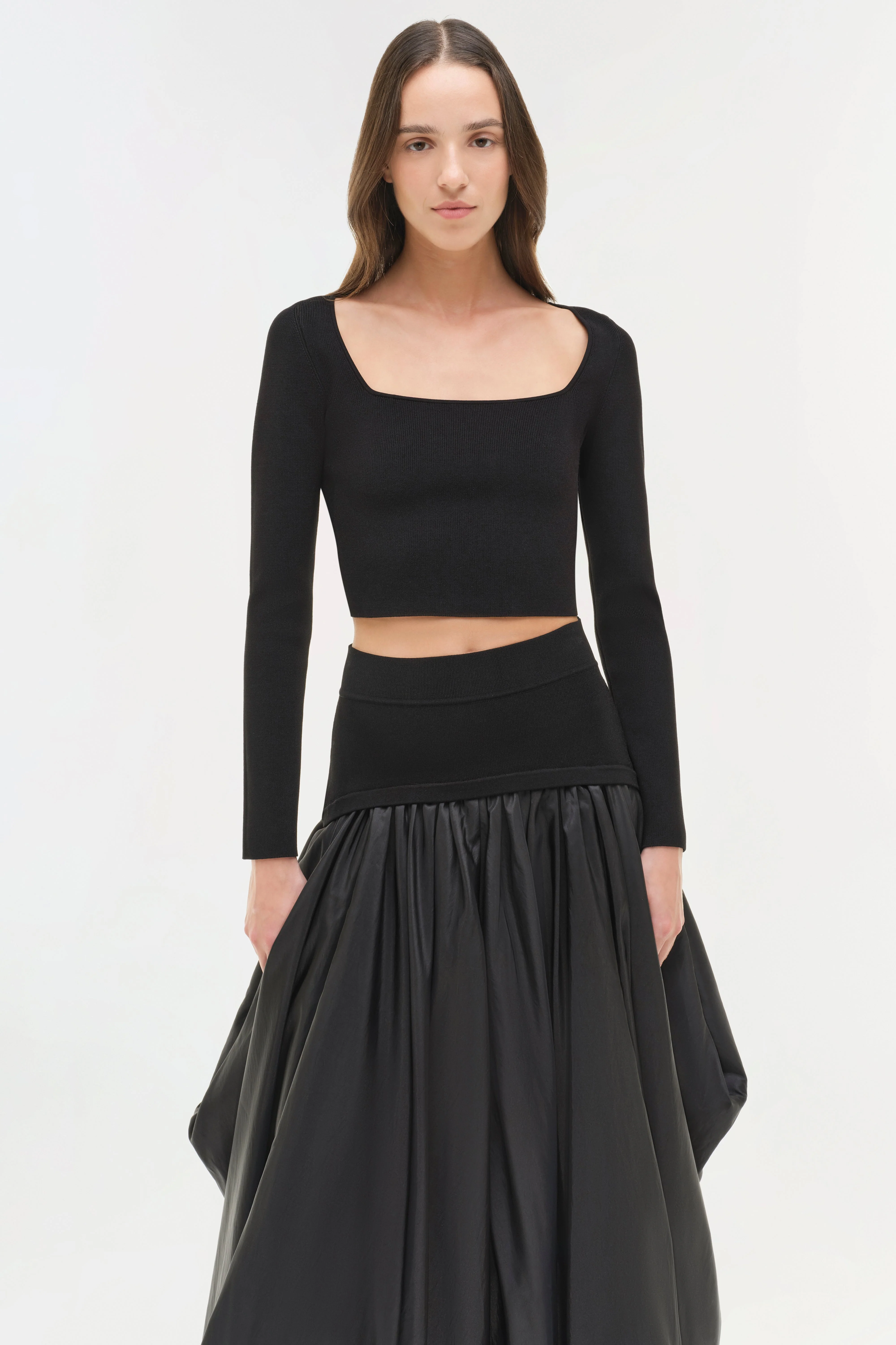 Womens | Halstin Knit Cropped Top | Black - Image 4