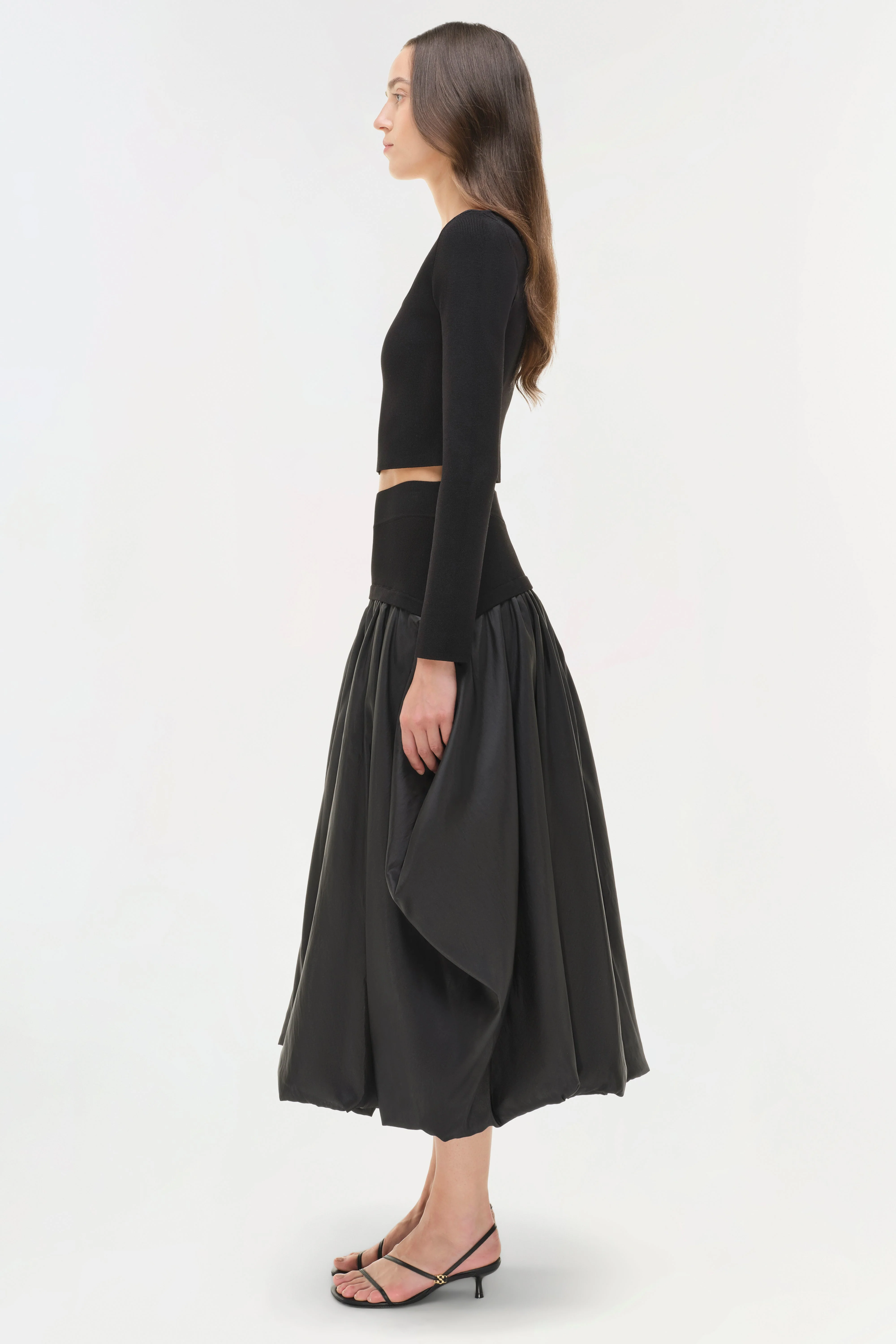 Womens | Halstin Knit Cropped Top | Black - Image 5