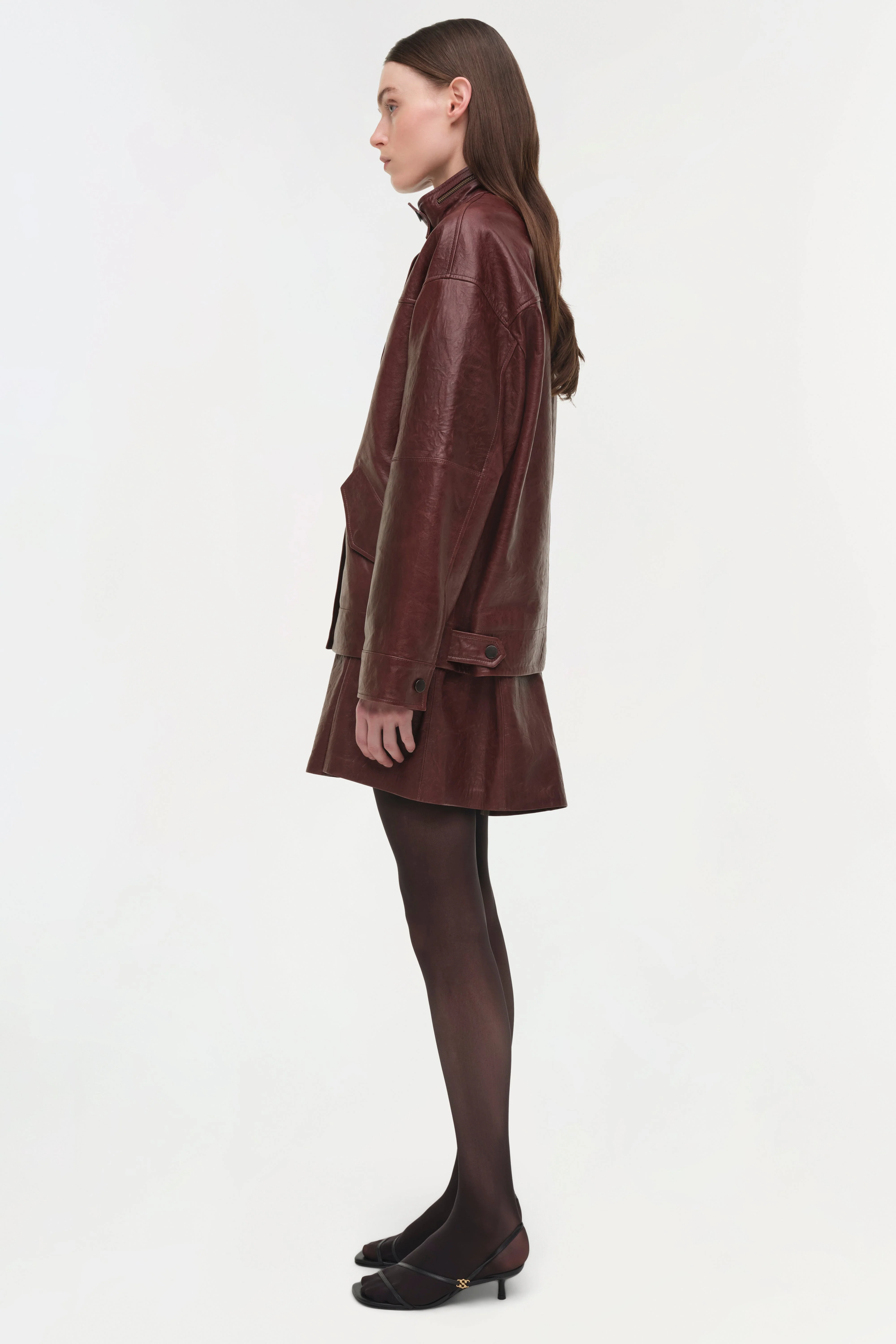 Womens | Hartley Leather Jacket | Mahogany - Image 5