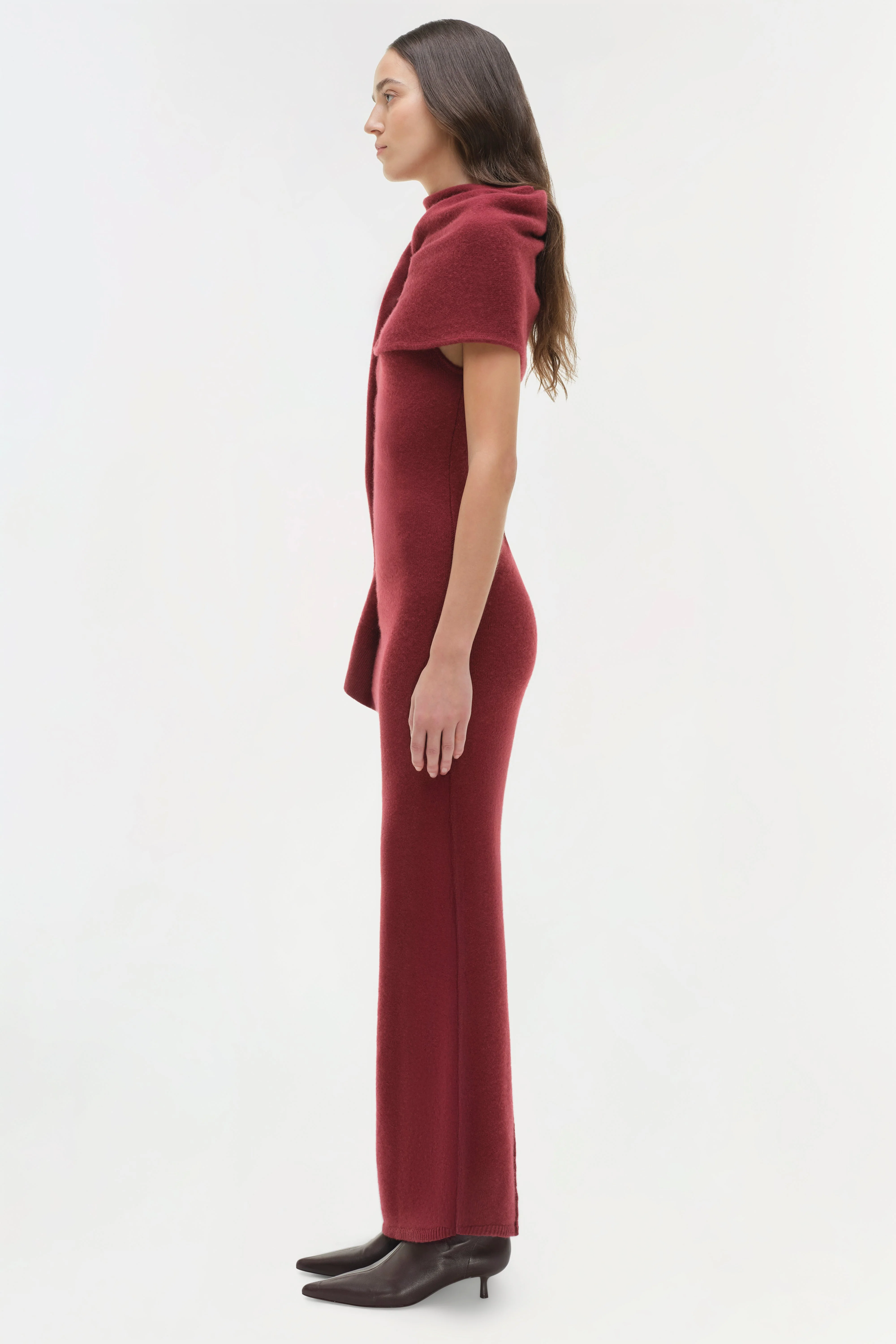 Womens | Hathaway Wool Cashmere Midi Dress | Cranberry - Image 4