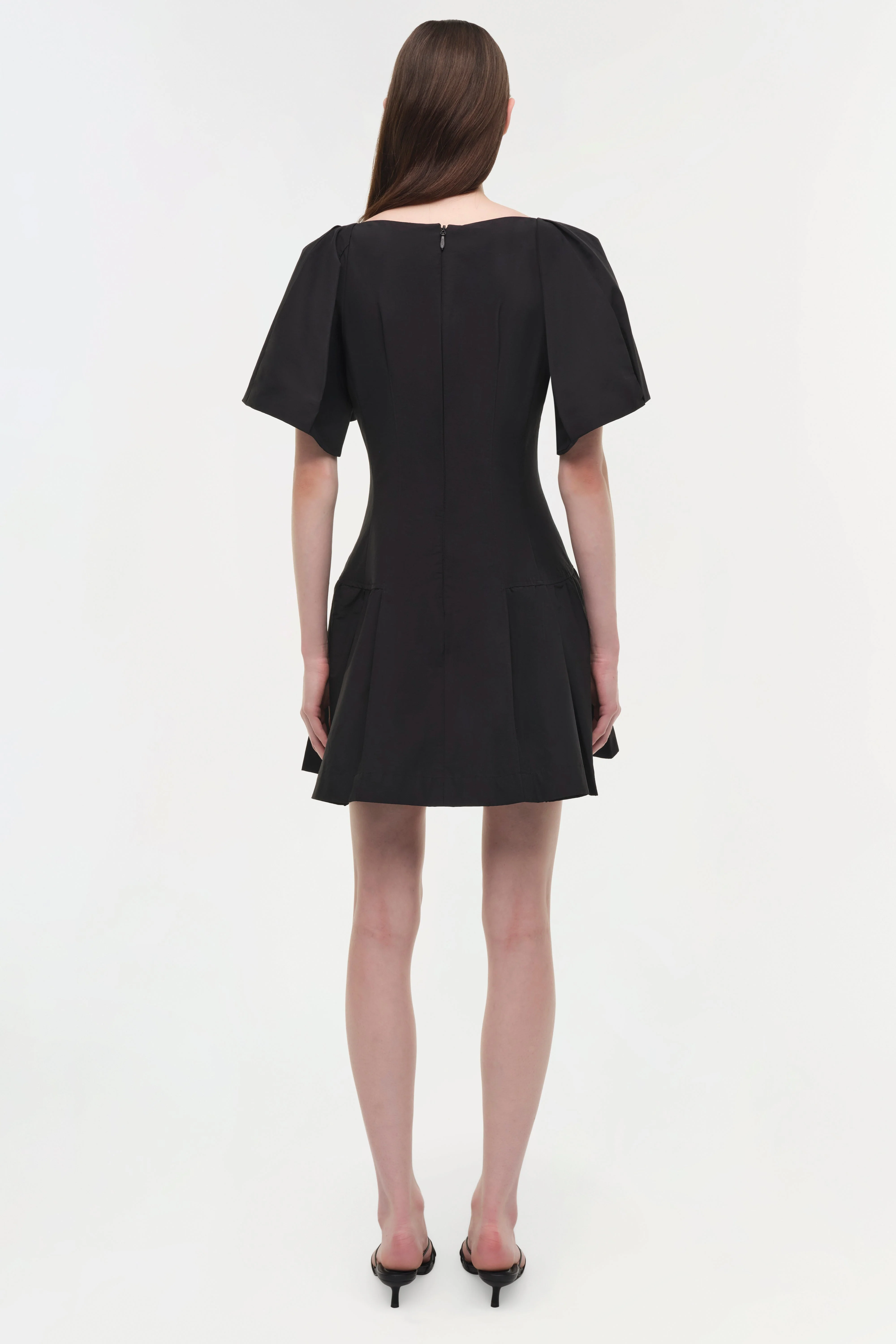 Womens | Hattie Cotton Faille Mini Dress | Black - Image 5