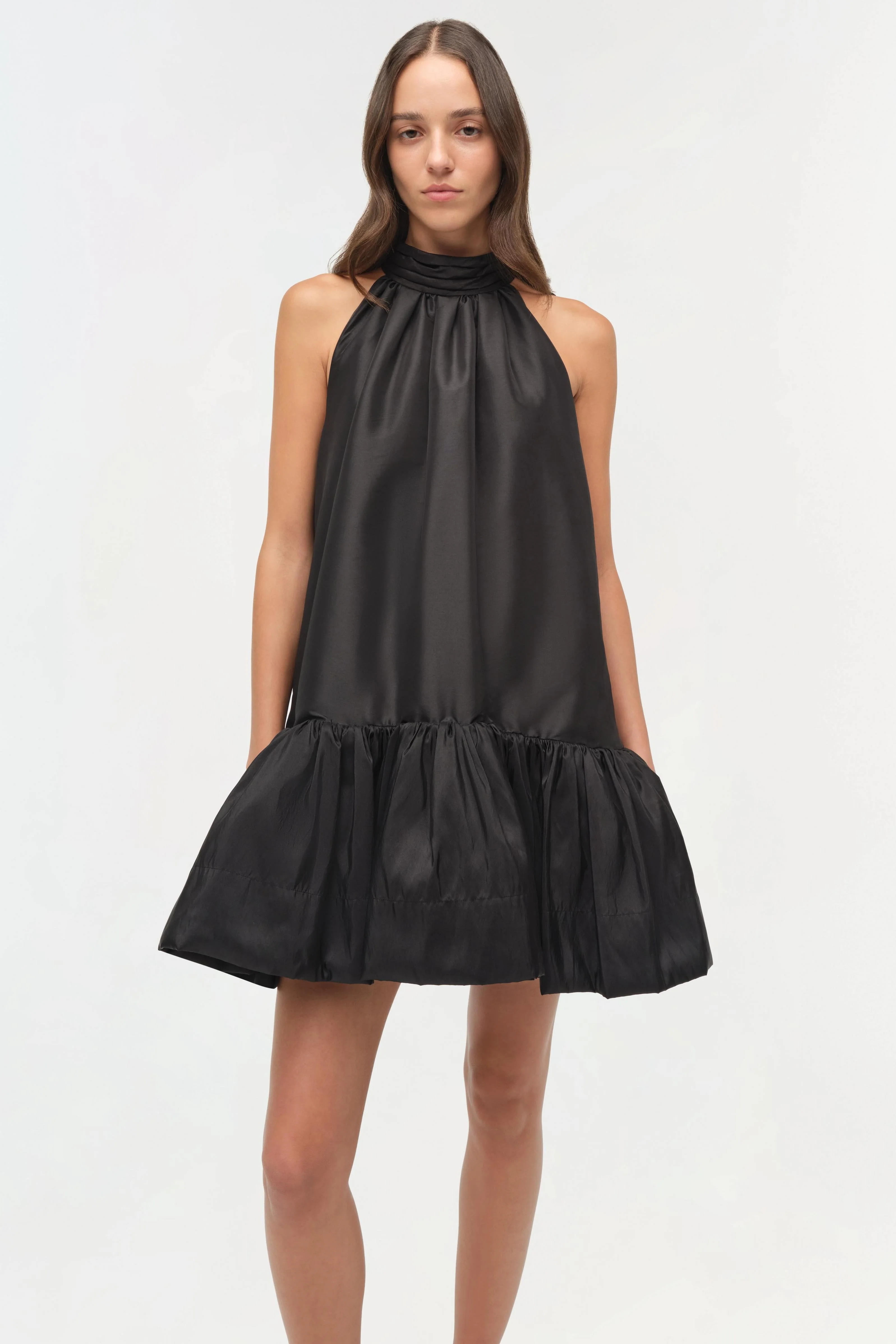 Womens | Hope Taffeta Bow Tie Mini Dress | Black - Image 4