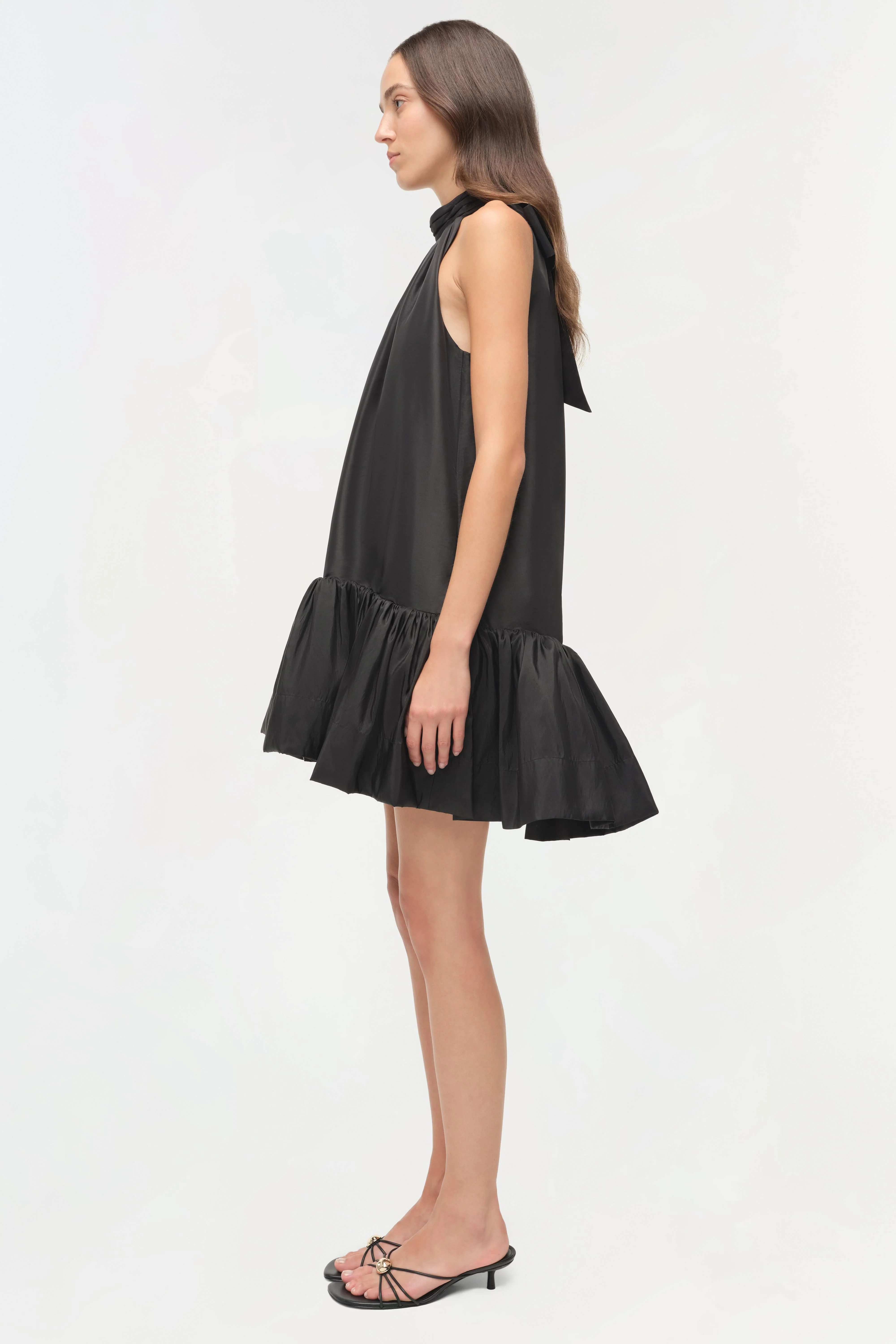 Womens | Hope Taffeta Bow Tie Mini Dress | Black - Image 5