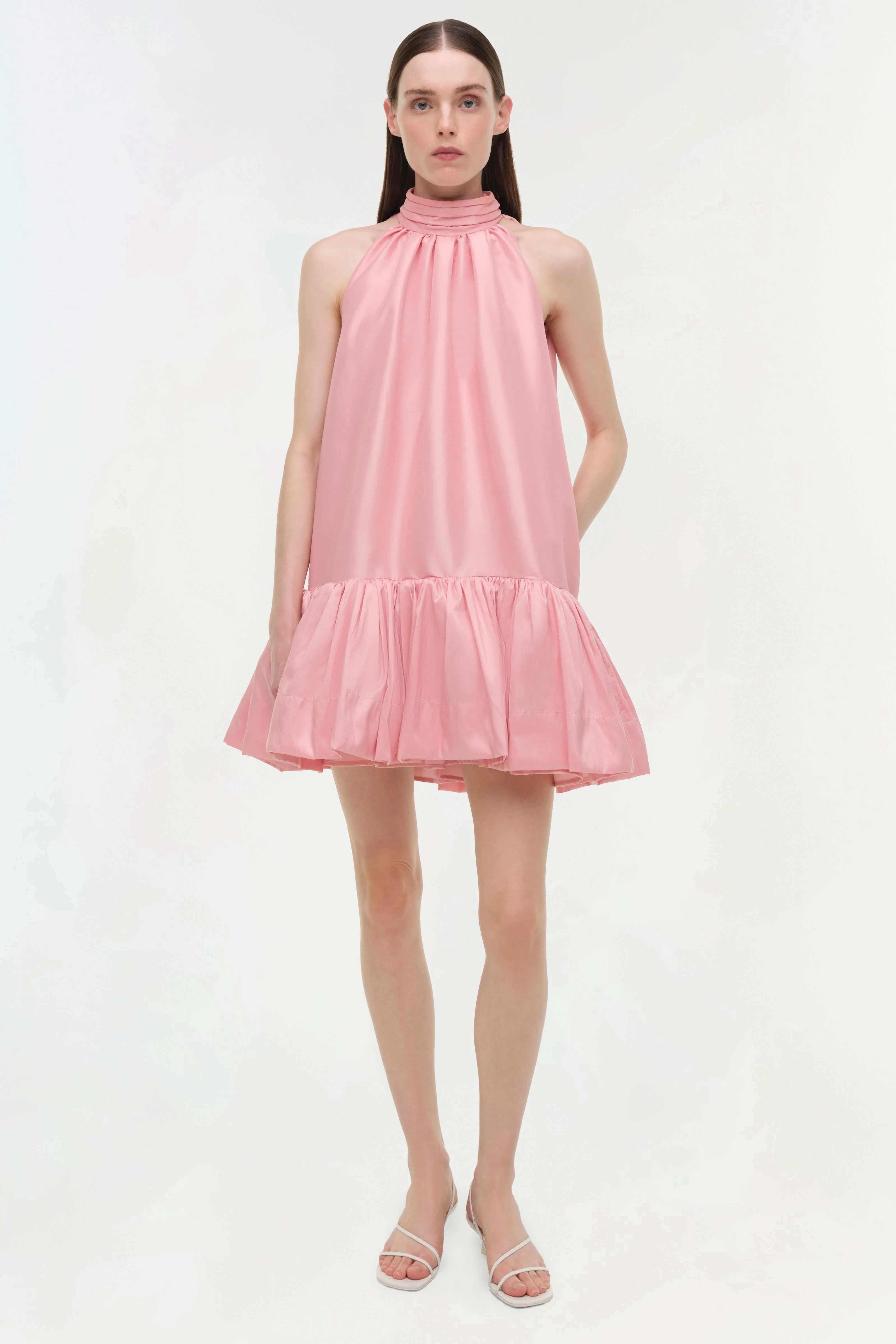 Womens | Hope Taffeta Bow Tie Mini Dress | Dusty Rose - Image 2