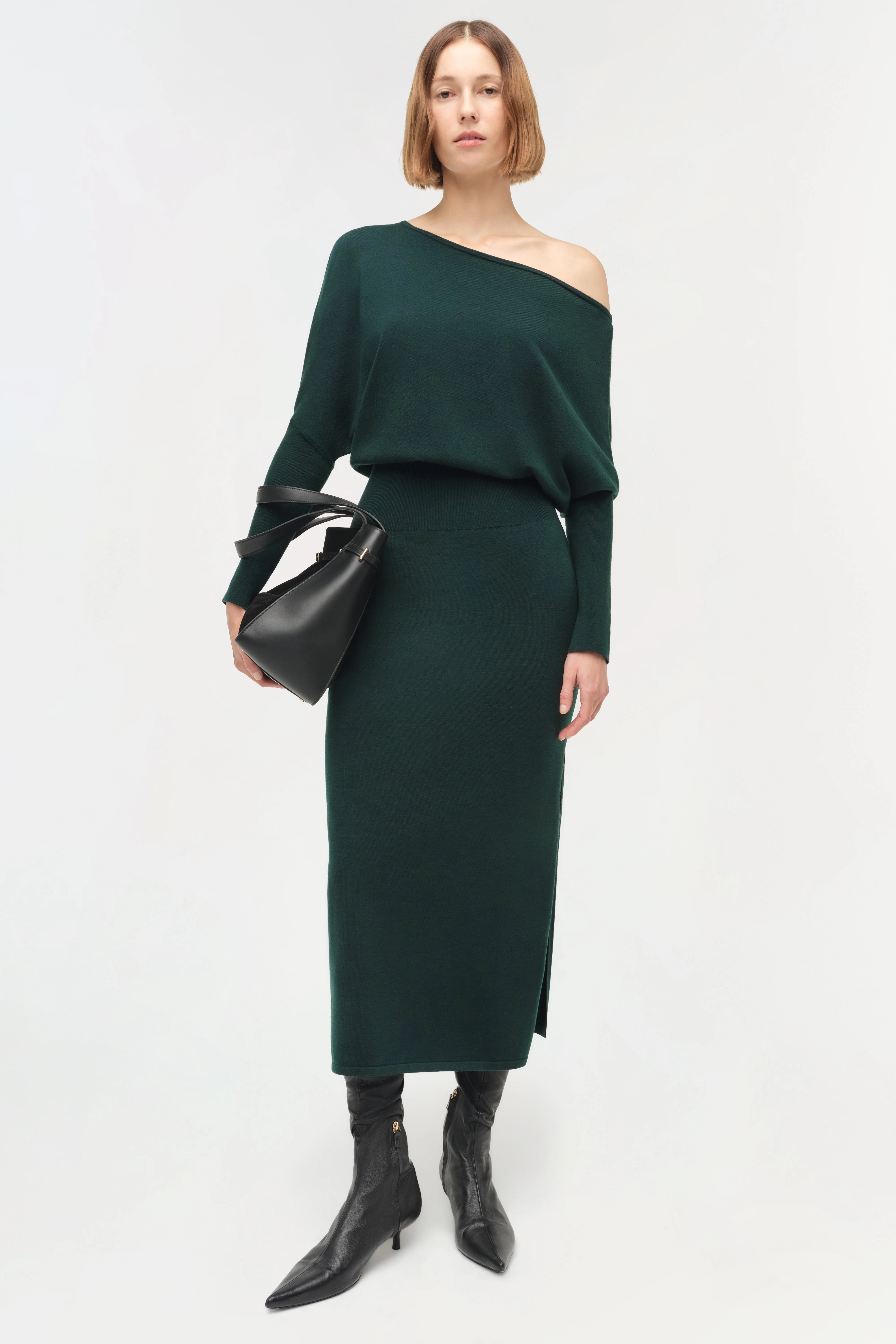 Womens | Janese Off Shoulder Midi Dress | Emerald - Image 2