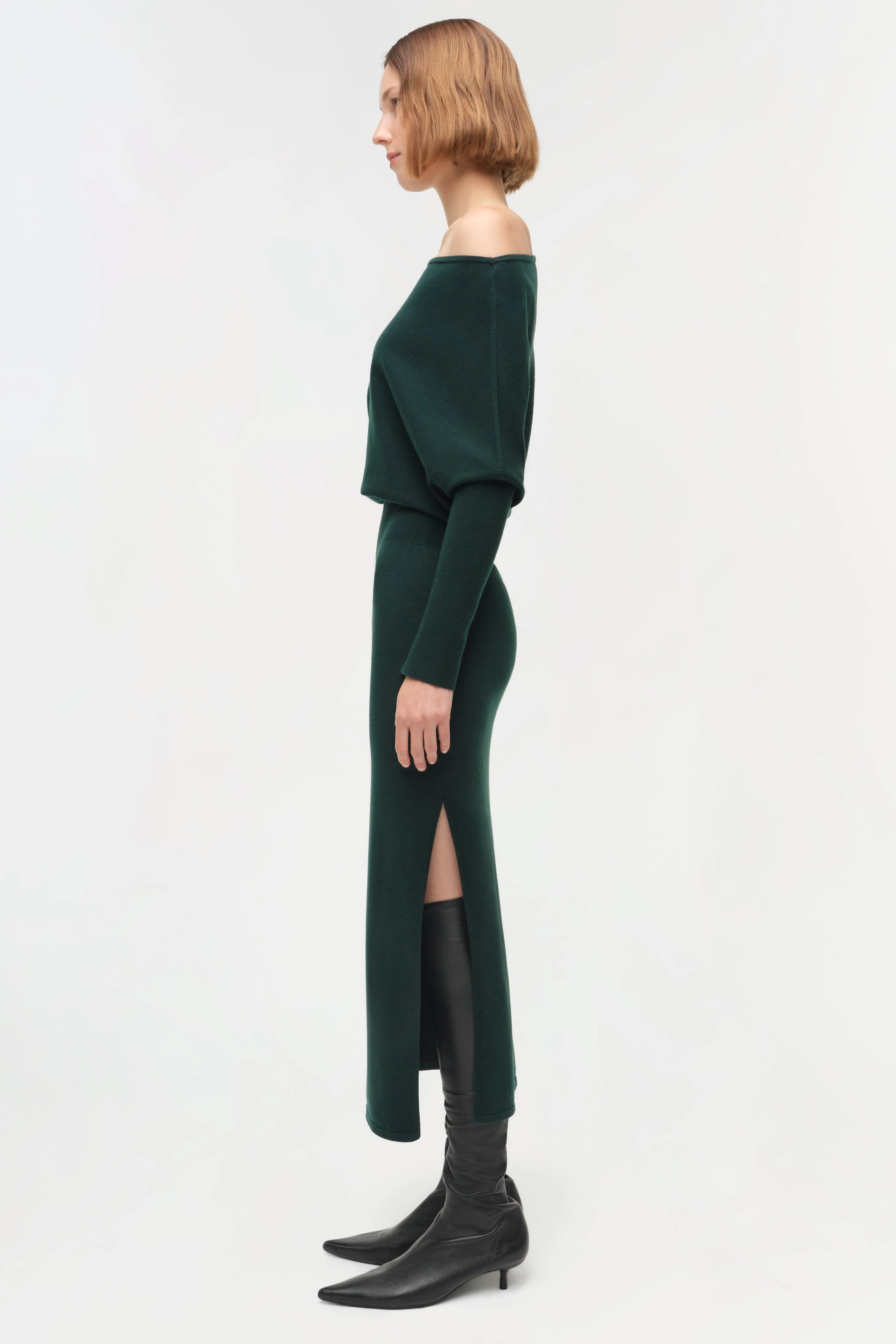 Womens | Janese Off Shoulder Midi Dress | Emerald - Image 4