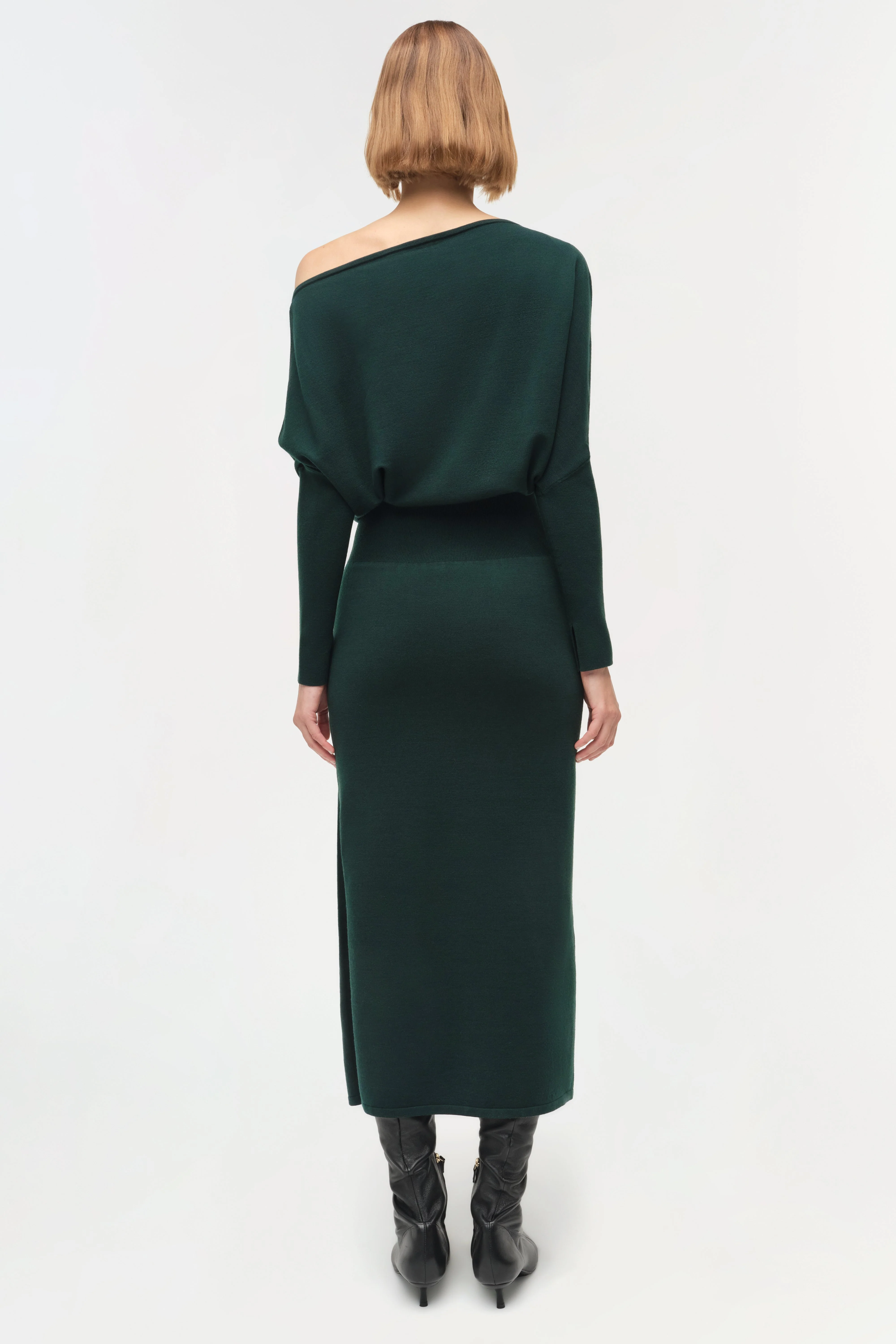 Womens | Janese Off Shoulder Midi Dress | Emerald - Image 5