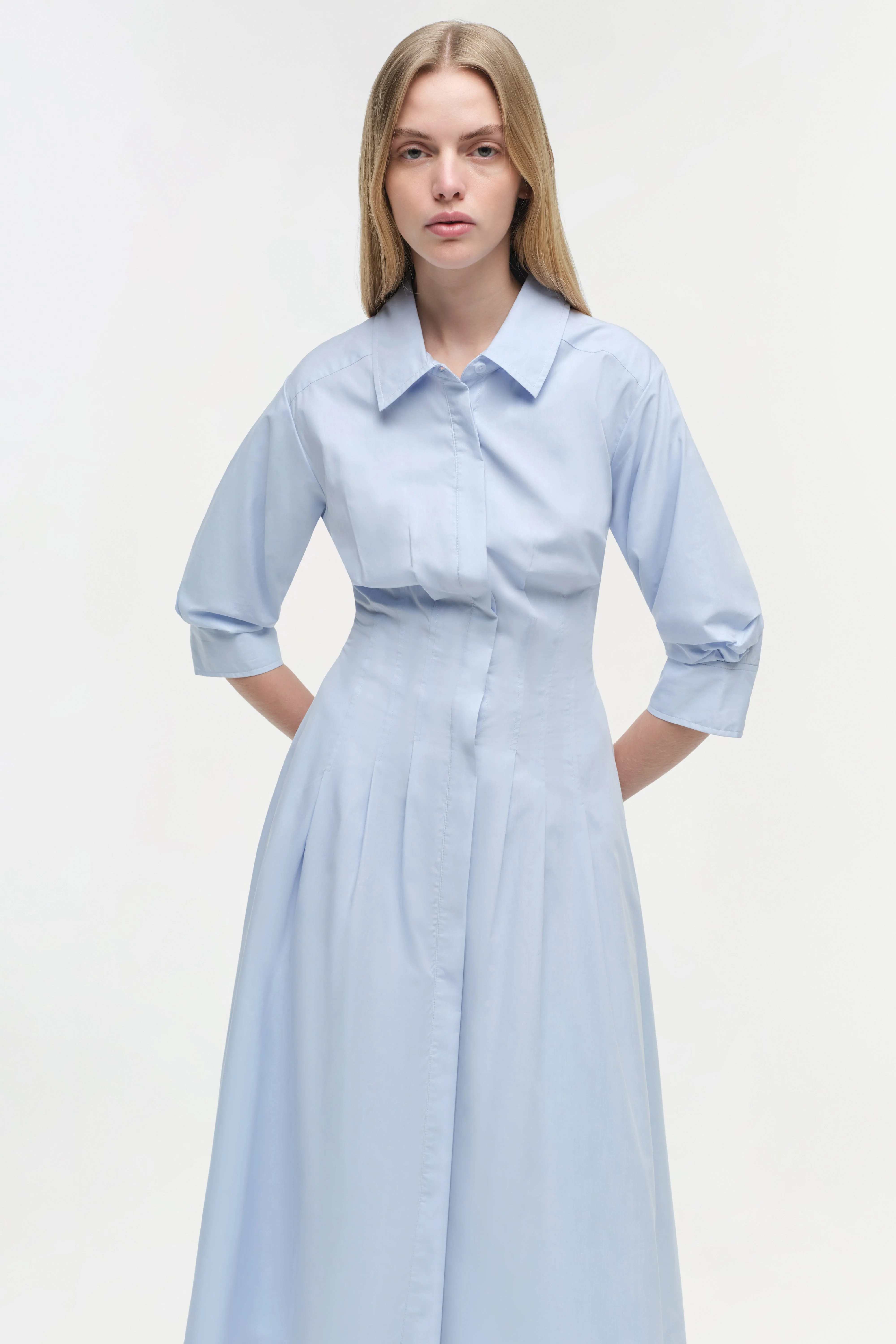 Womens | Jazz Cotton Midi Dress | French Blue - Image 3