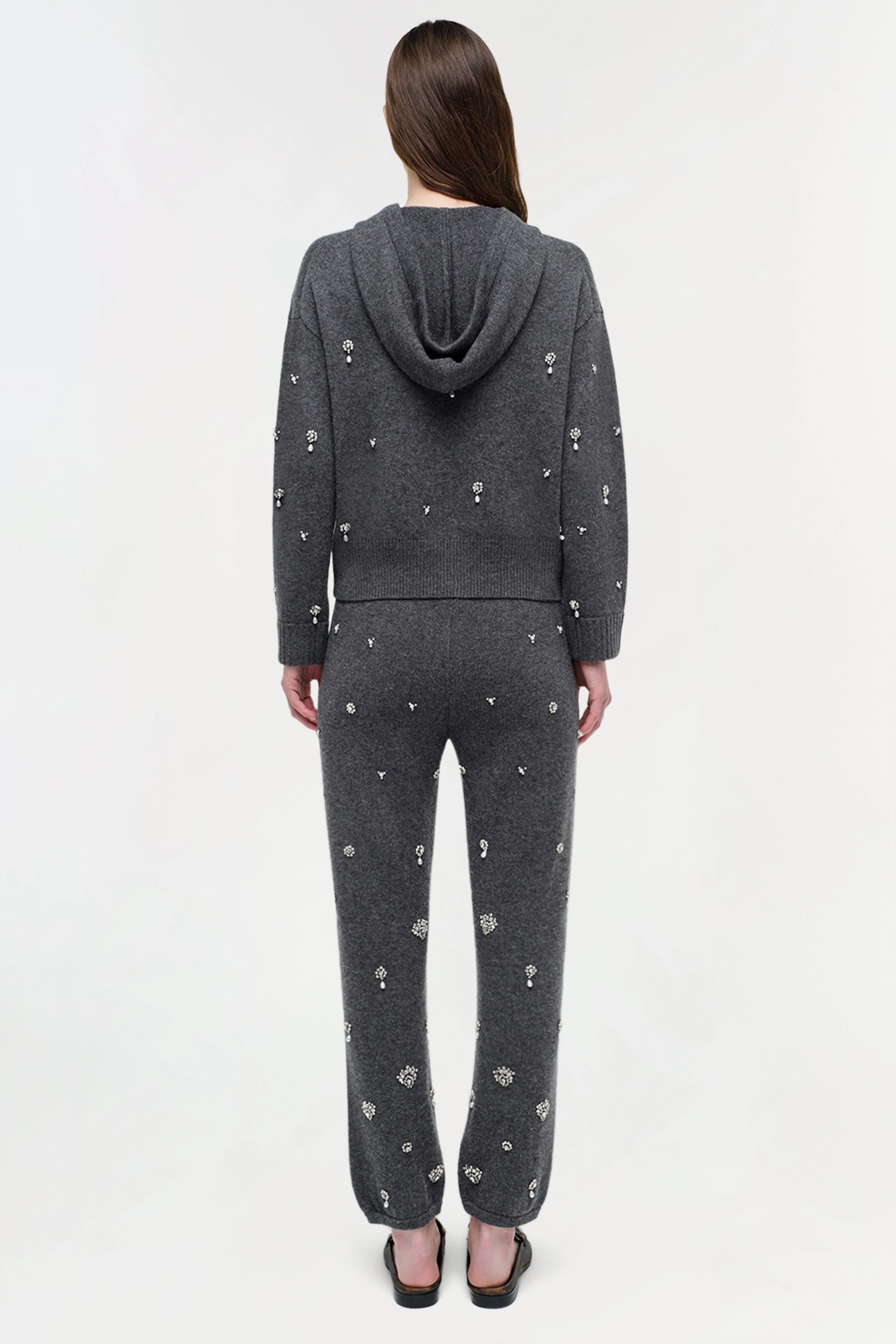 Womens | Kandace Embellished Cashmere Jogger | Charcoal Grey - Image 4