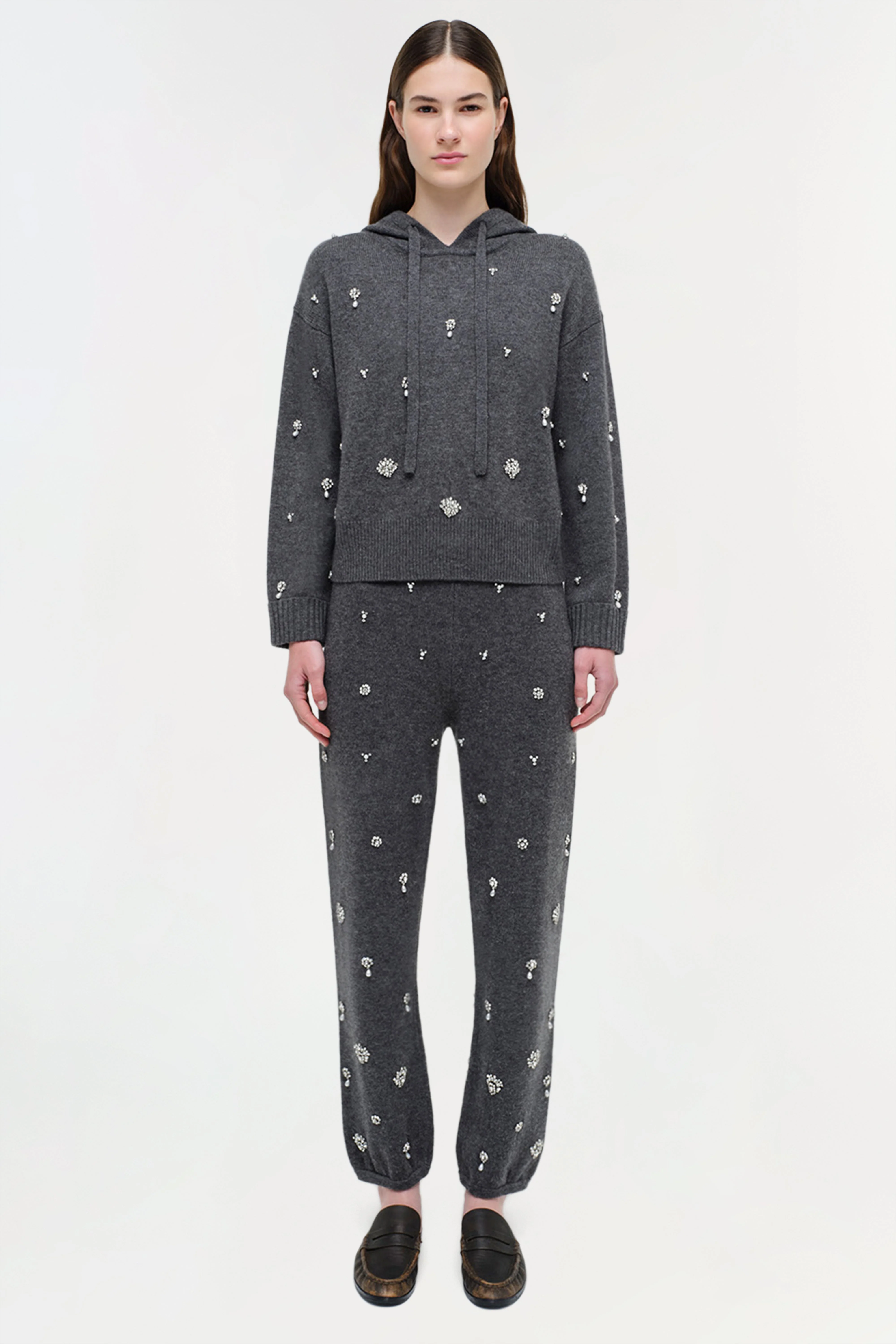 Womens | Kandace Embellished Cashmere Jogger | Charcoal Grey - Image 5