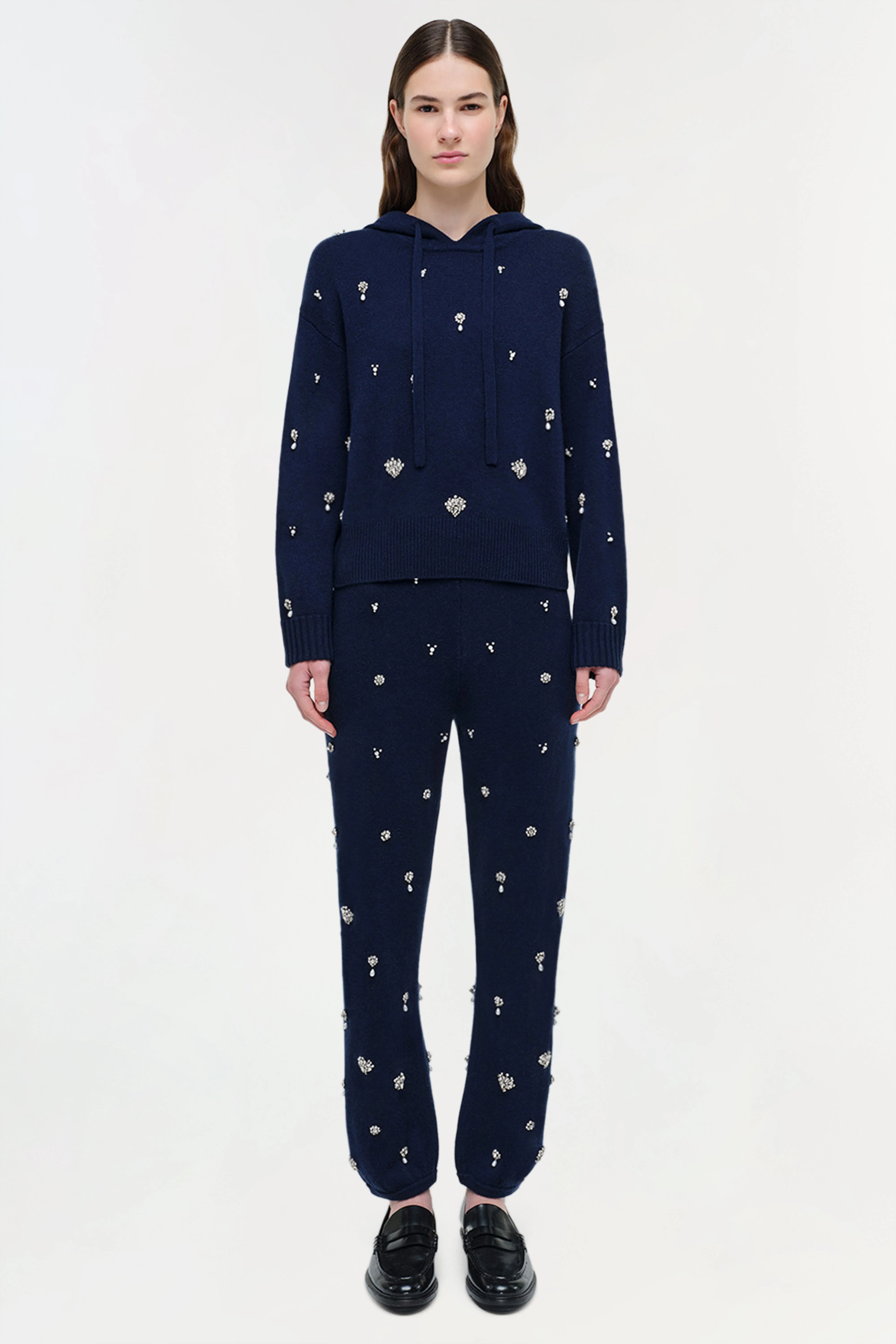 Womens | Karmen Embellished Cashmere Hoodie | Midnight - Image 5