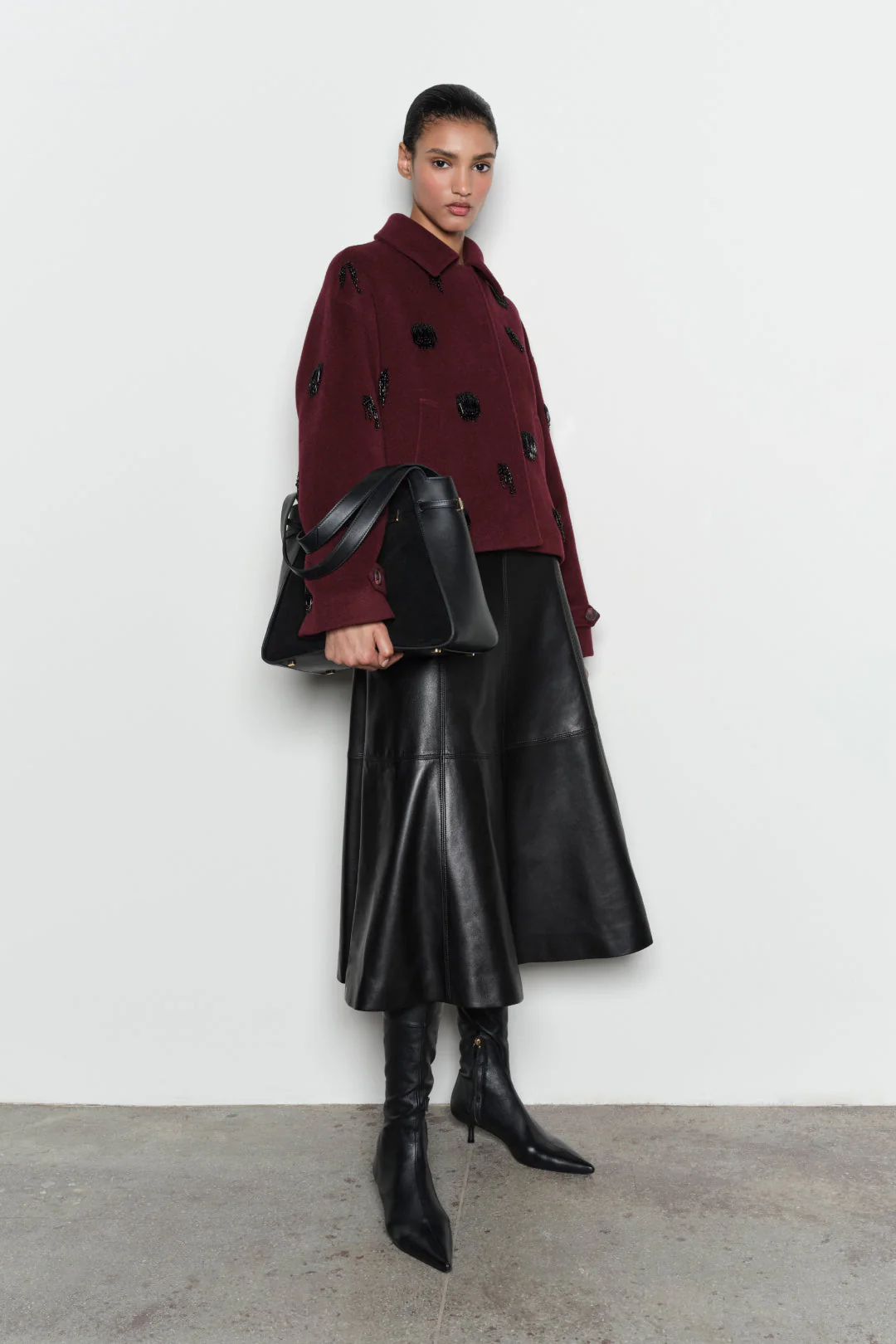 Womens | Katya Embellished Jacket | Oxblood - Image 2