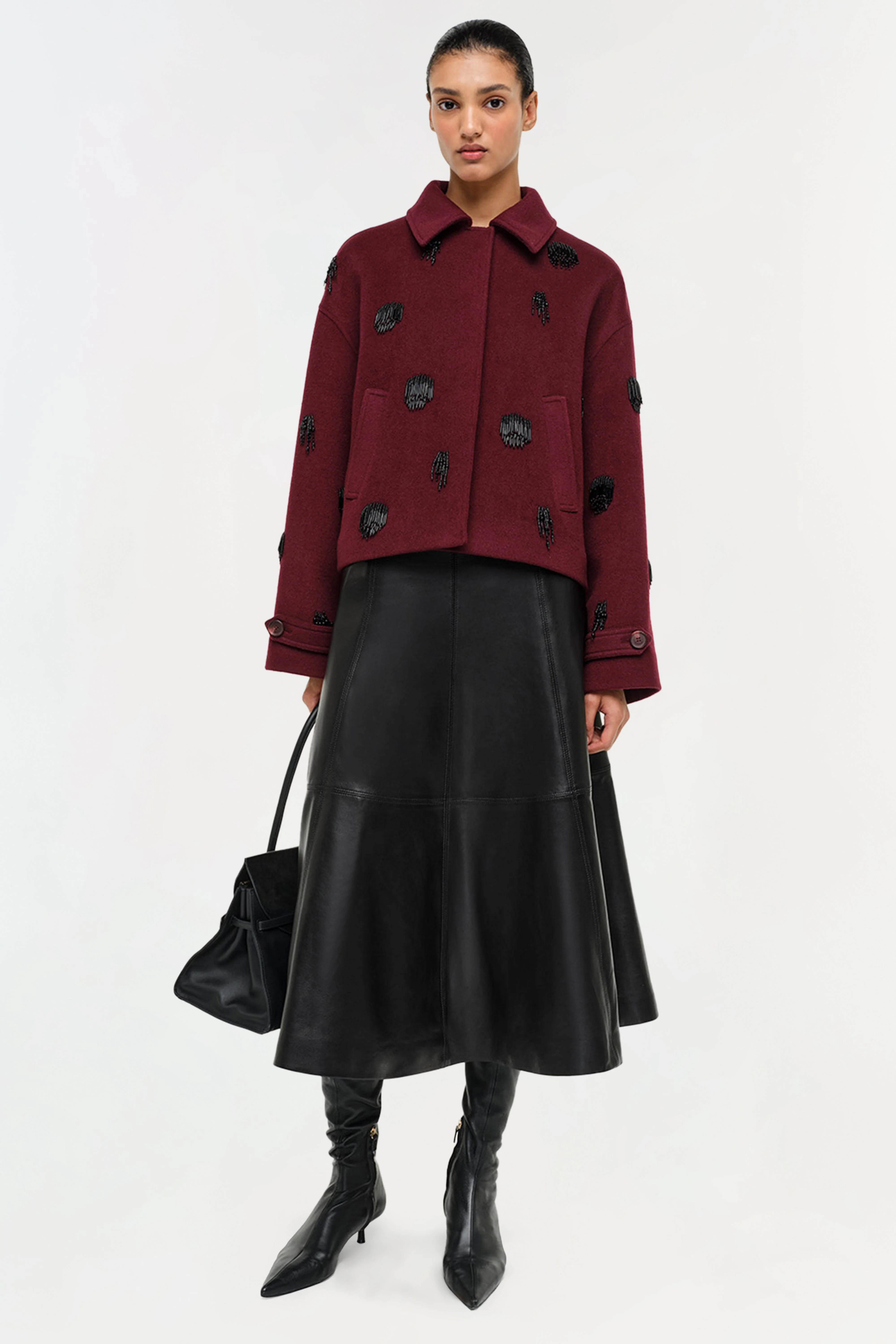 Womens | Katya Embellished Jacket | Oxblood - Image 3