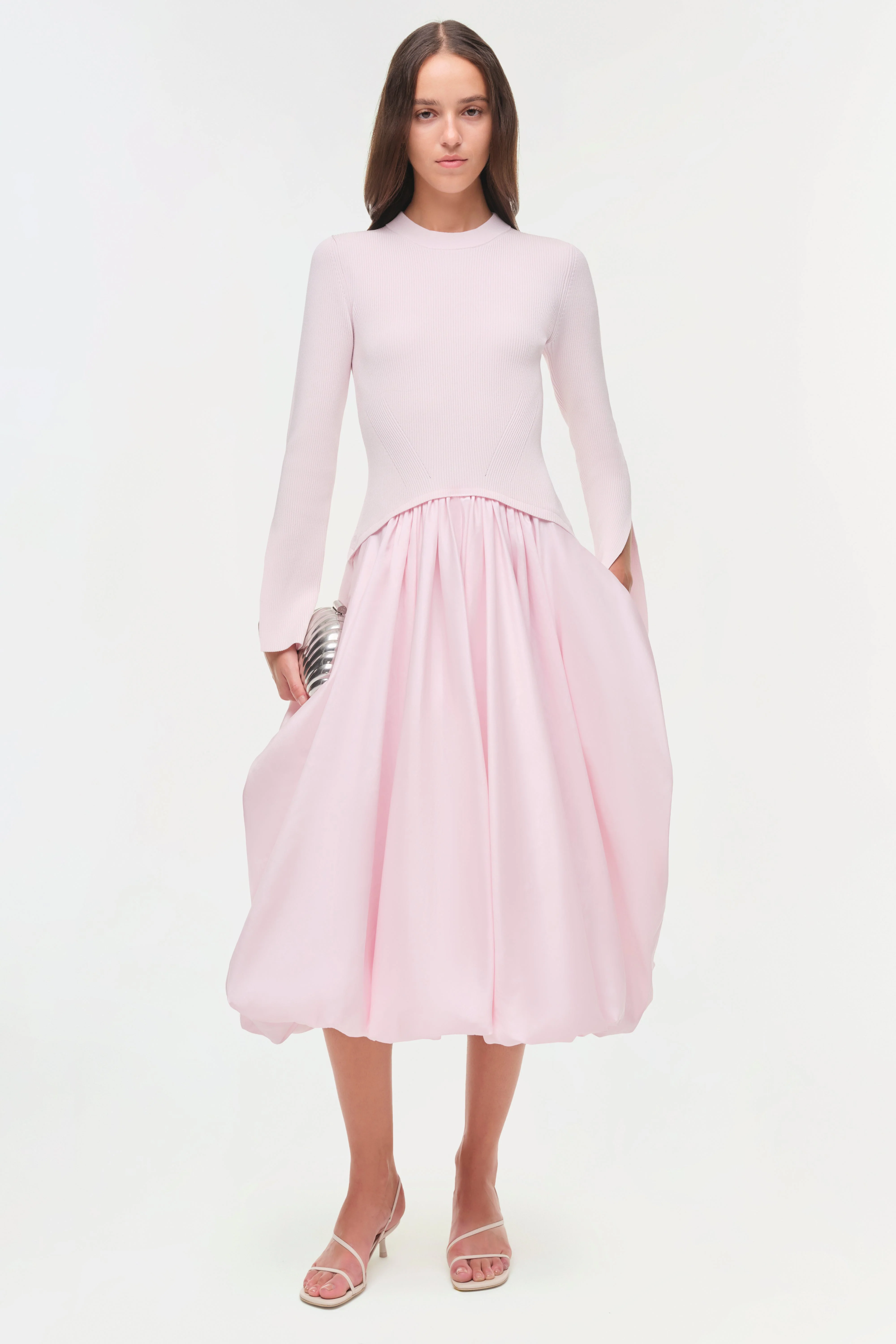 Womens | Kenlie Taffeta Knit Midi Dress | Blush - Image 2