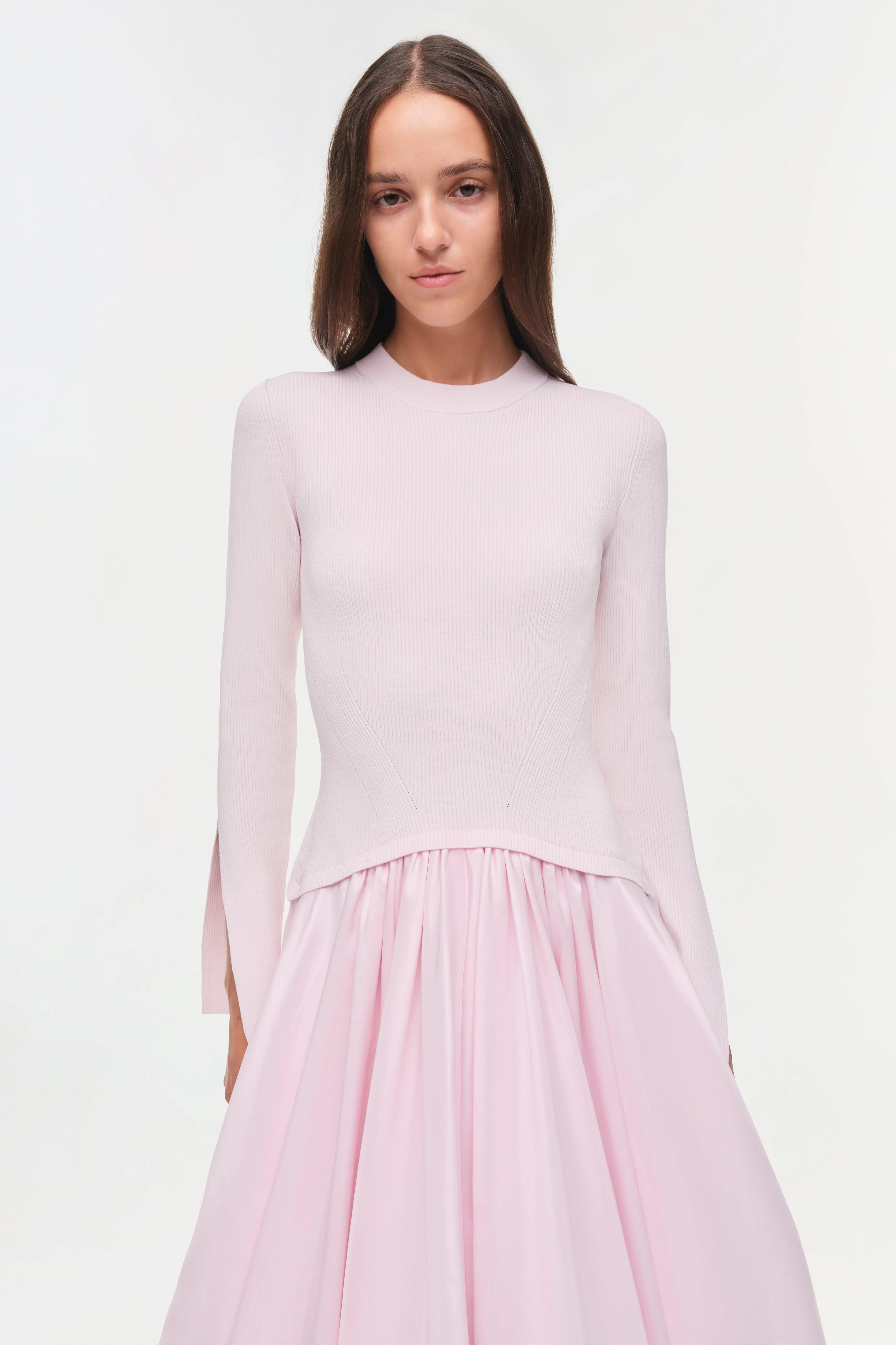 Womens | Kenlie Taffeta Knit Midi Dress | Blush - Image 3