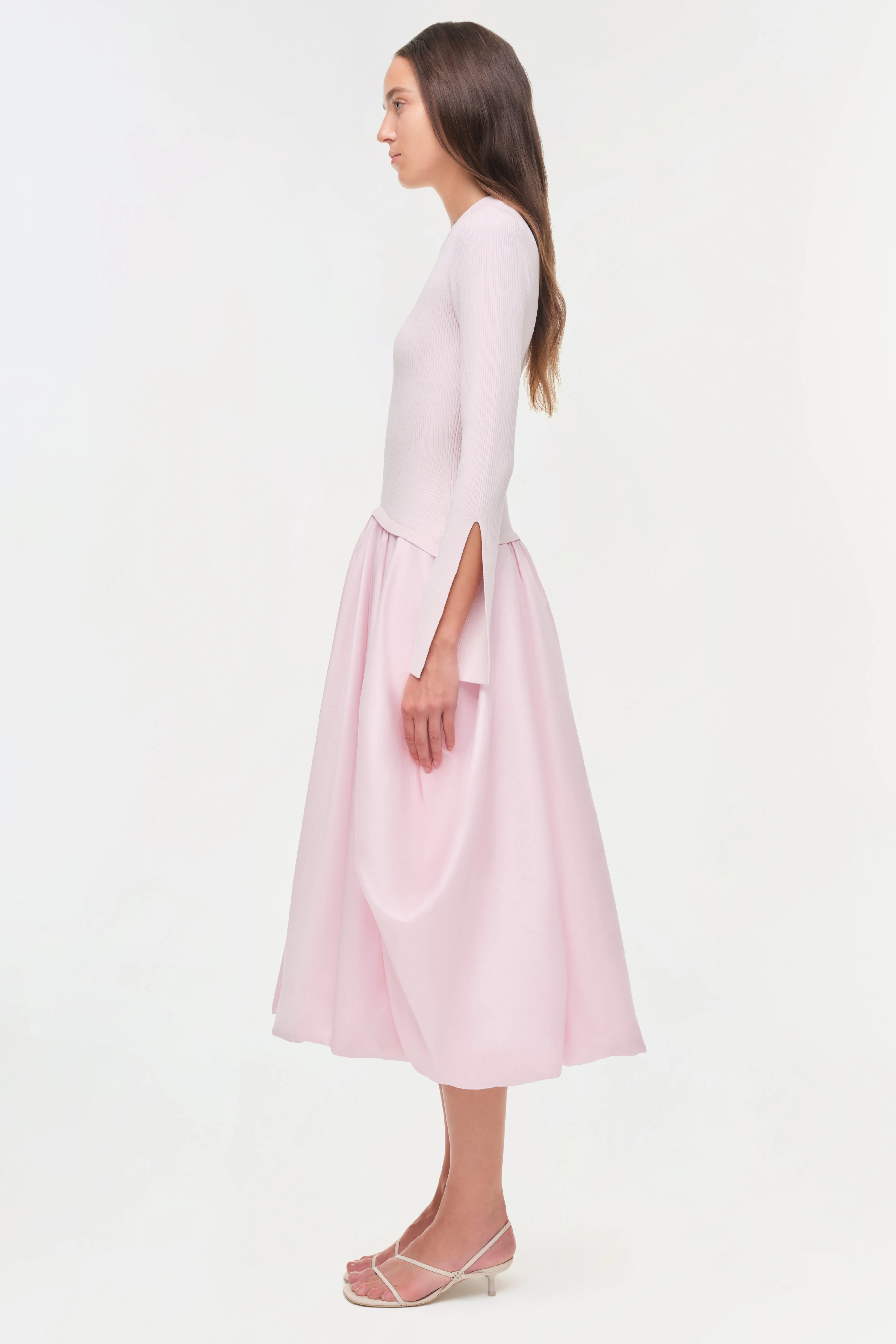 Womens | Kenlie Taffeta Knit Midi Dress | Blush - Image 4